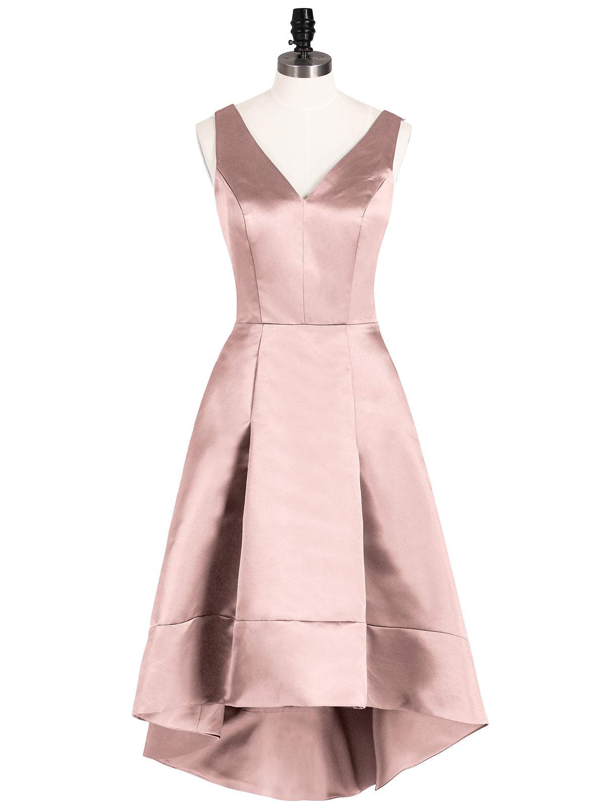 V-neck Chiffon Bridesmaid Dress with Bow Back Dusty Rose Plus Size