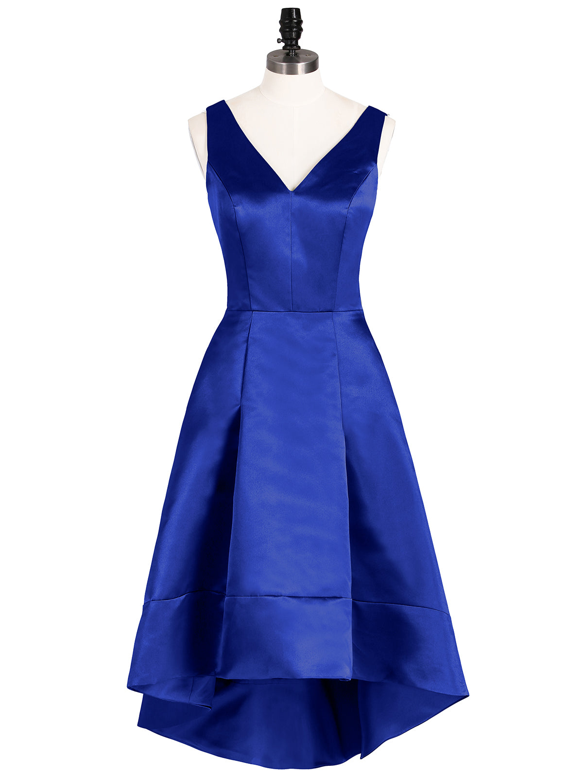 BABARONI V-neck Satin High Low Bridesmaid Dresses-Royal Blue, Royal Blue / US0 BABARONI V-neck Satin High Low Bridesmaid Dresses-Royal Blue, Royal Blue / US0