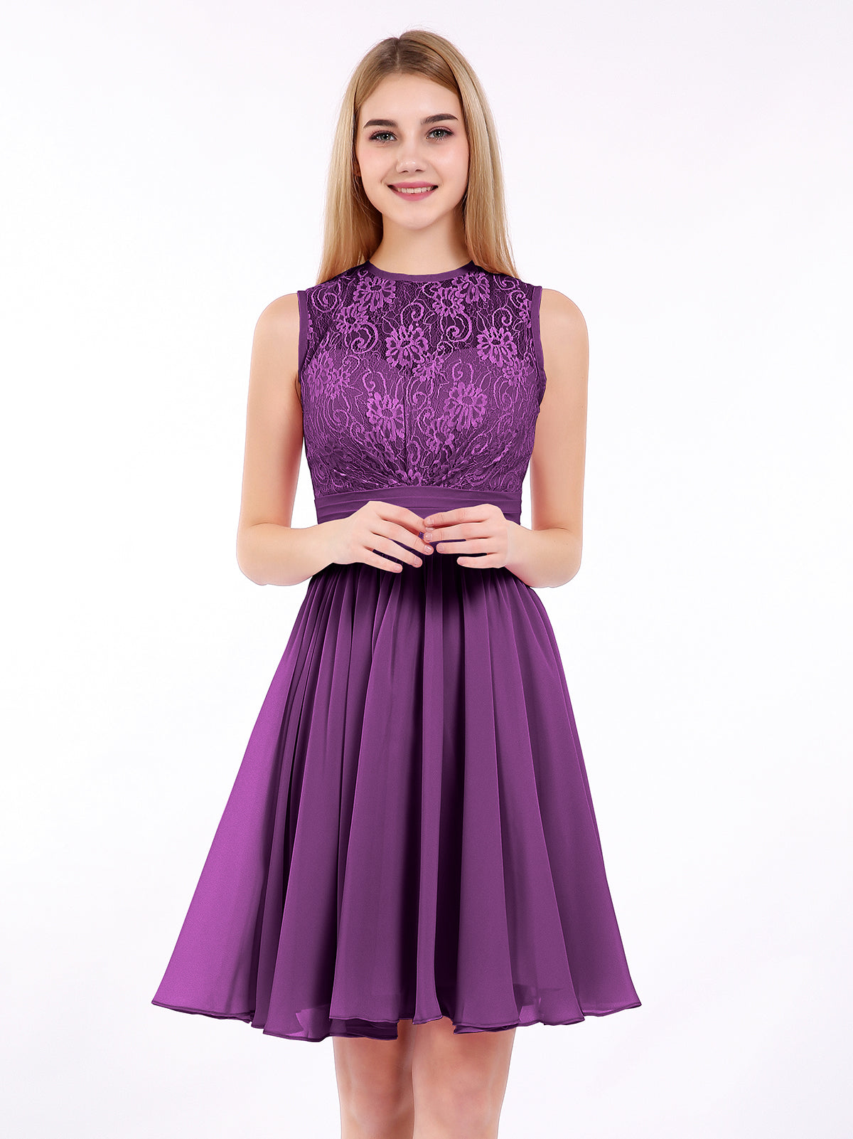 Illusion Neck Chiffon Full Length Dresses Grape Plus Size