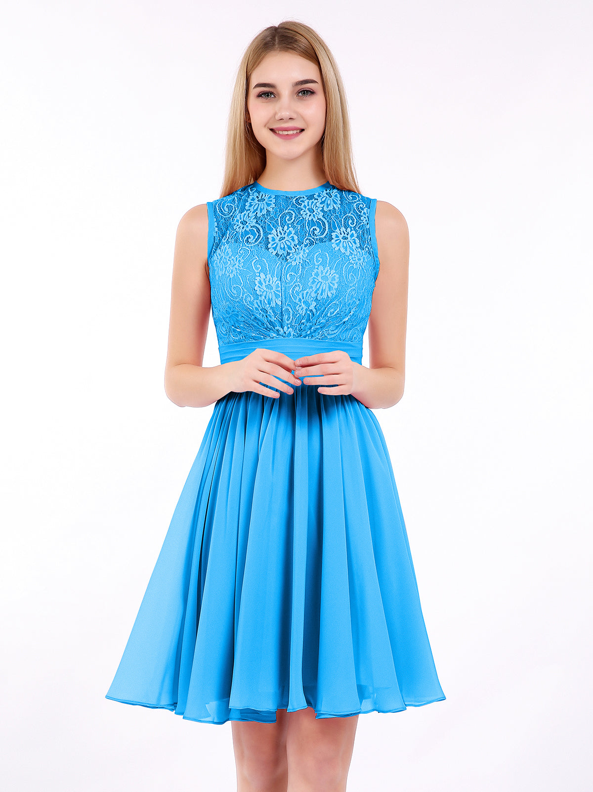 Sweetheart Chiffon Long DressES with Zipper Back Ocean Blue Plus Size main image 0