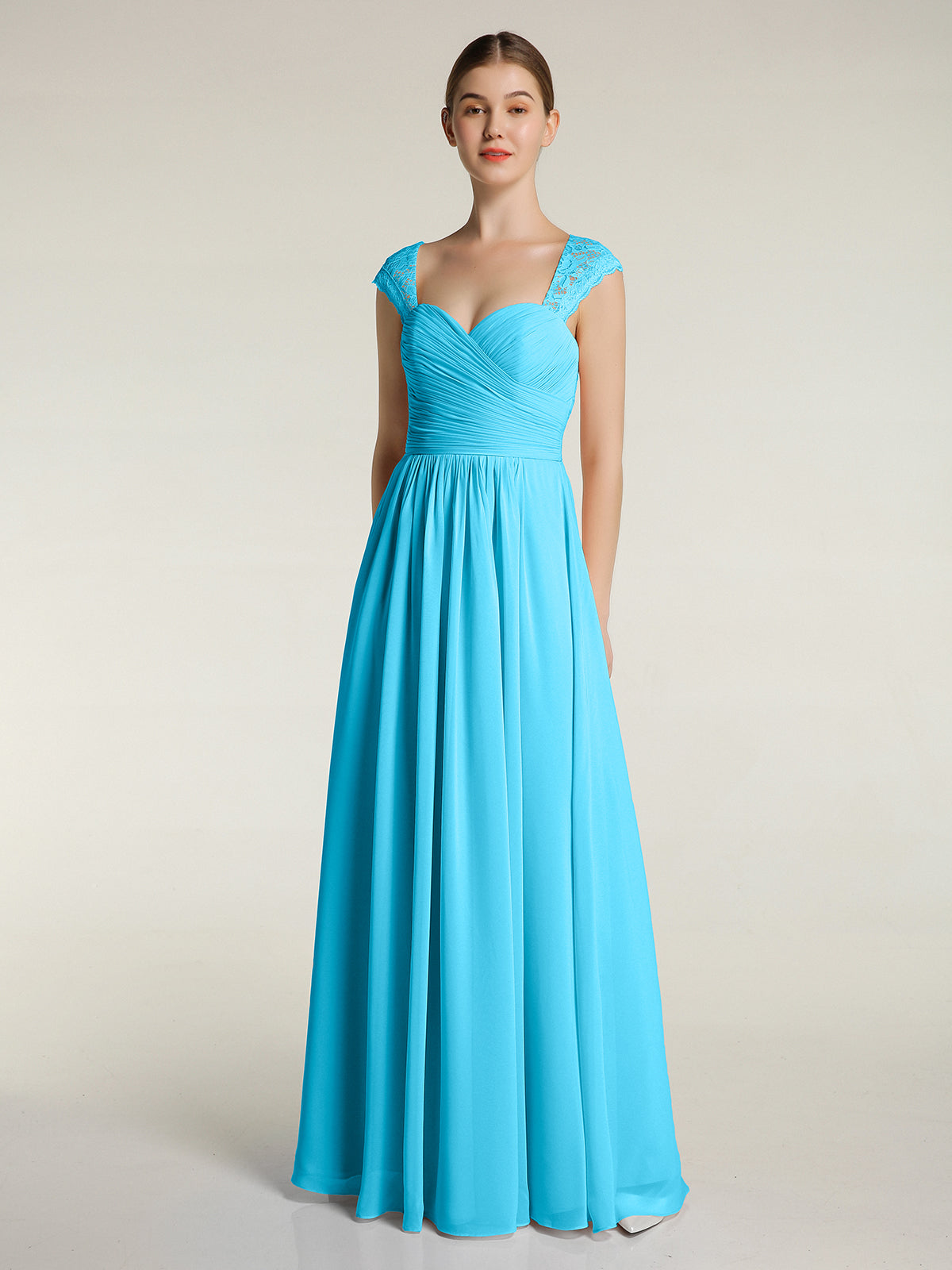 Sweetheart Chiffon Long DressES with Zipper Back Spa main image 0