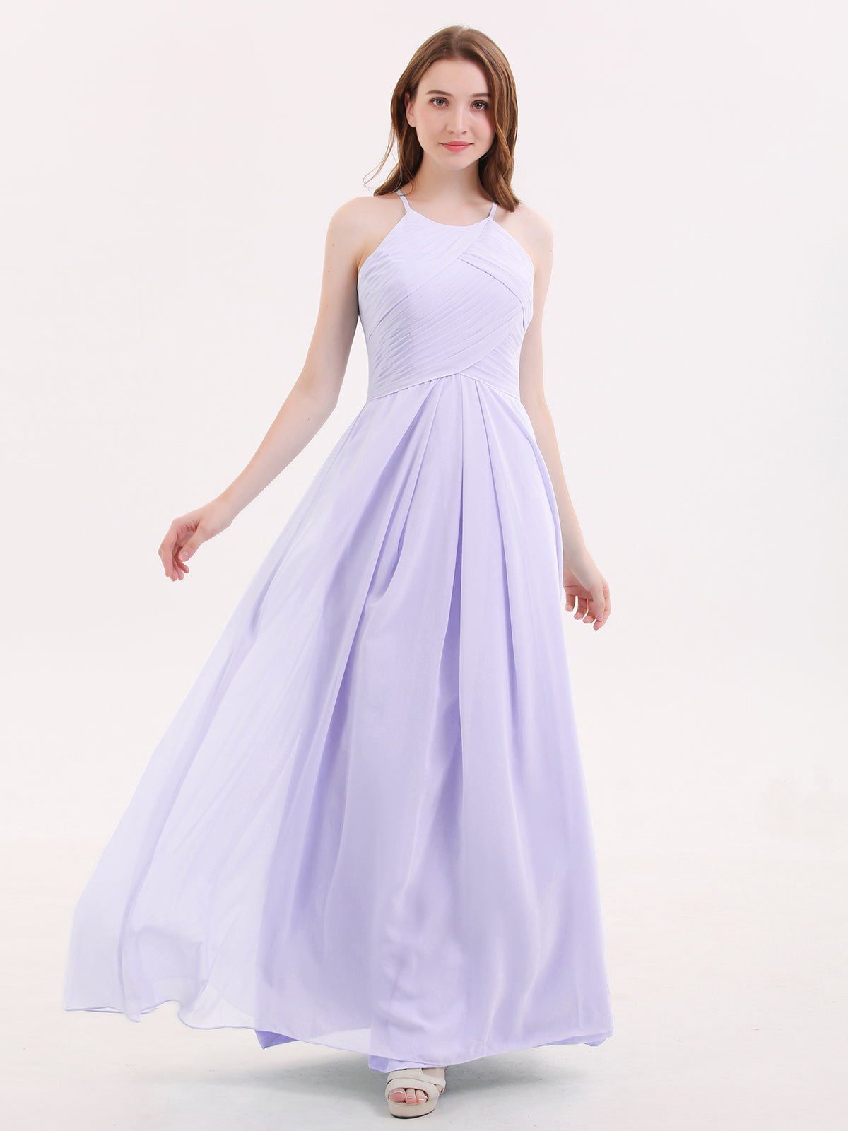 BABARONI Long Chiffon Halter Bridesmaid Dresses-Lilac, Lilac / US0 BABARONI Long Chiffon Halter Bridesmaid Dresses-Lilac, Lilac / US0