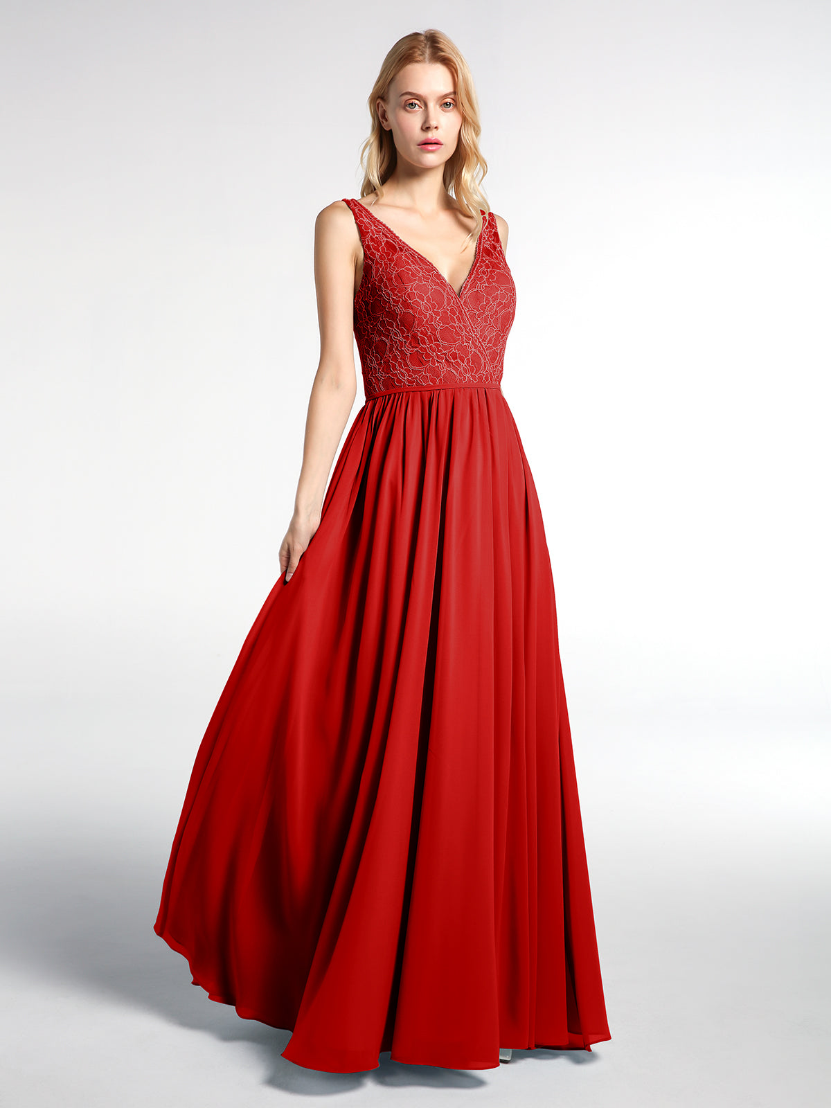 Lace Top Chiffon Skirt Dresses with Slit Orange Plus Size main image 0