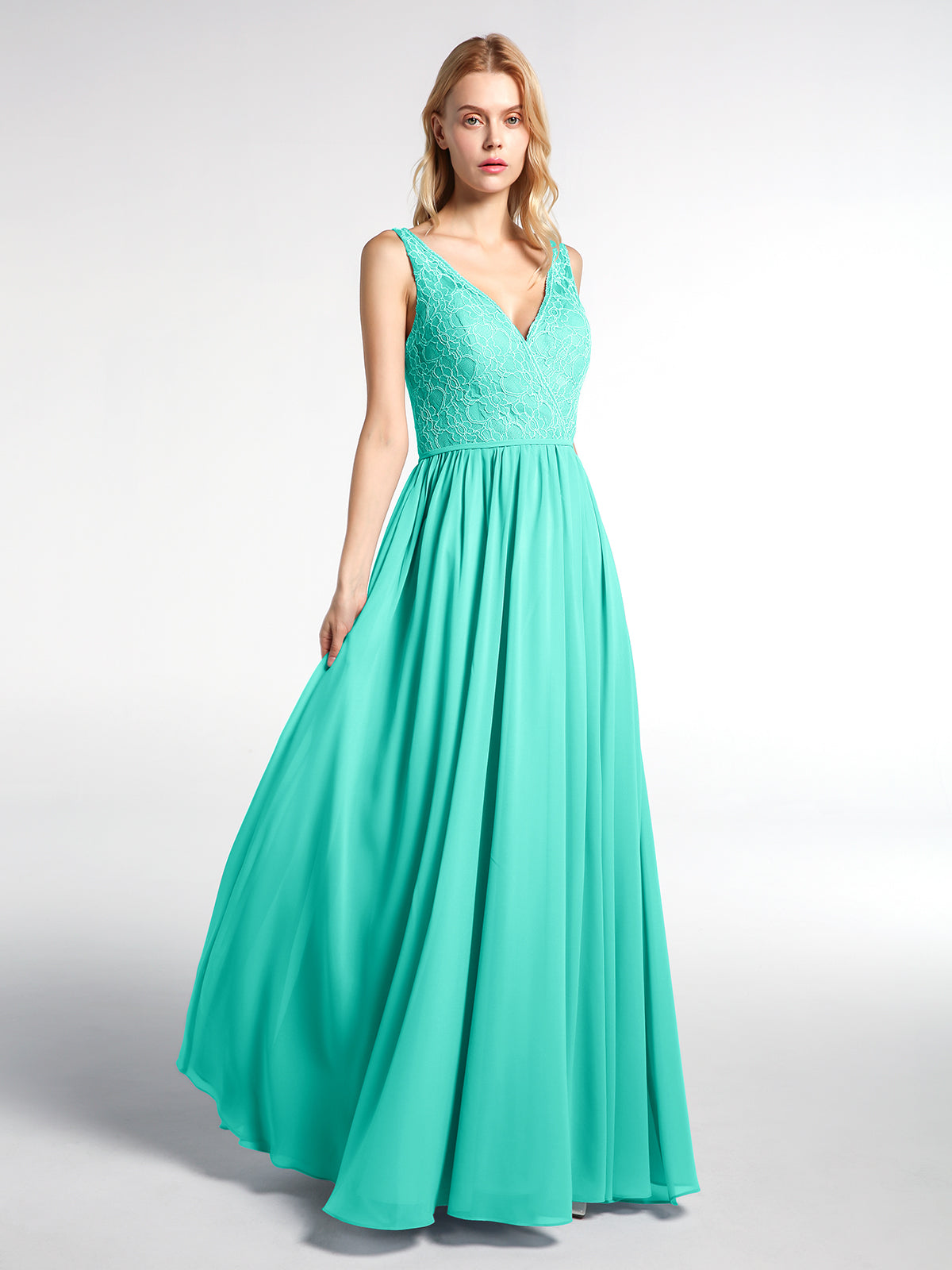 Lace Bodice Chiffon Skirt Long Dresses Spa Plus Size main image 1