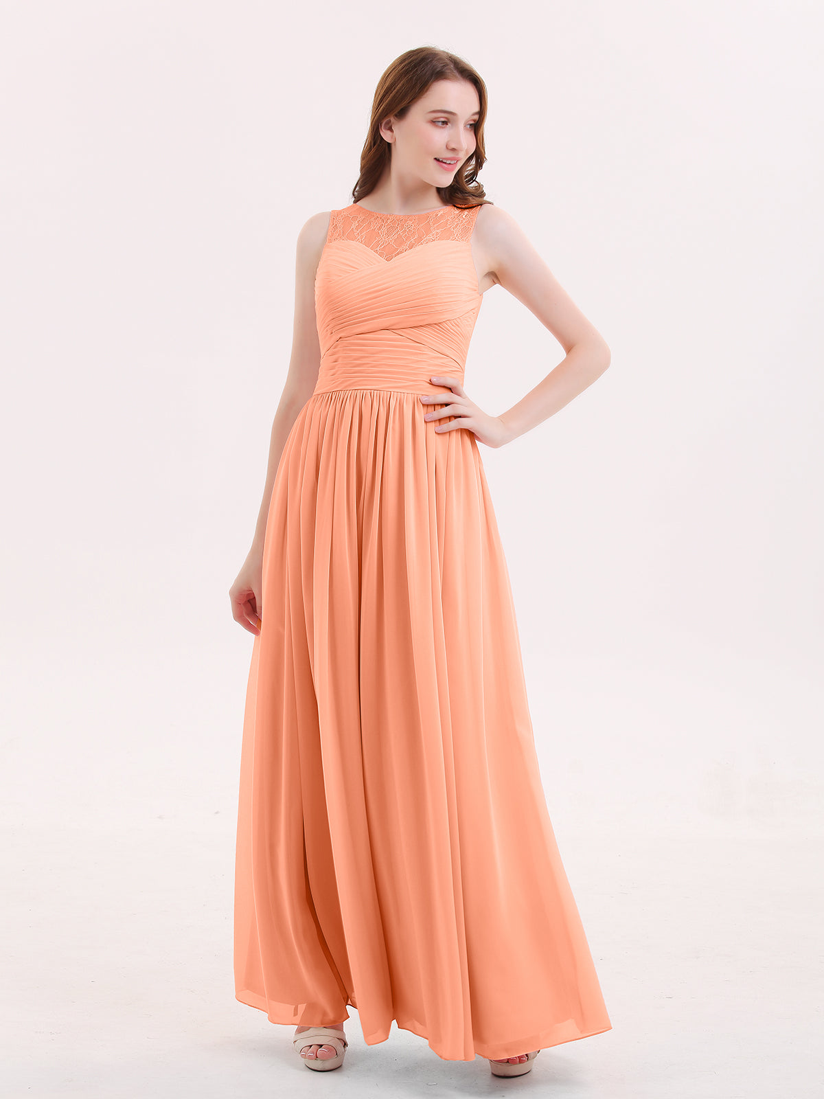 Sweetheart Neck Chiffon Dress with Spaghetti Straps Papaya Plus Size