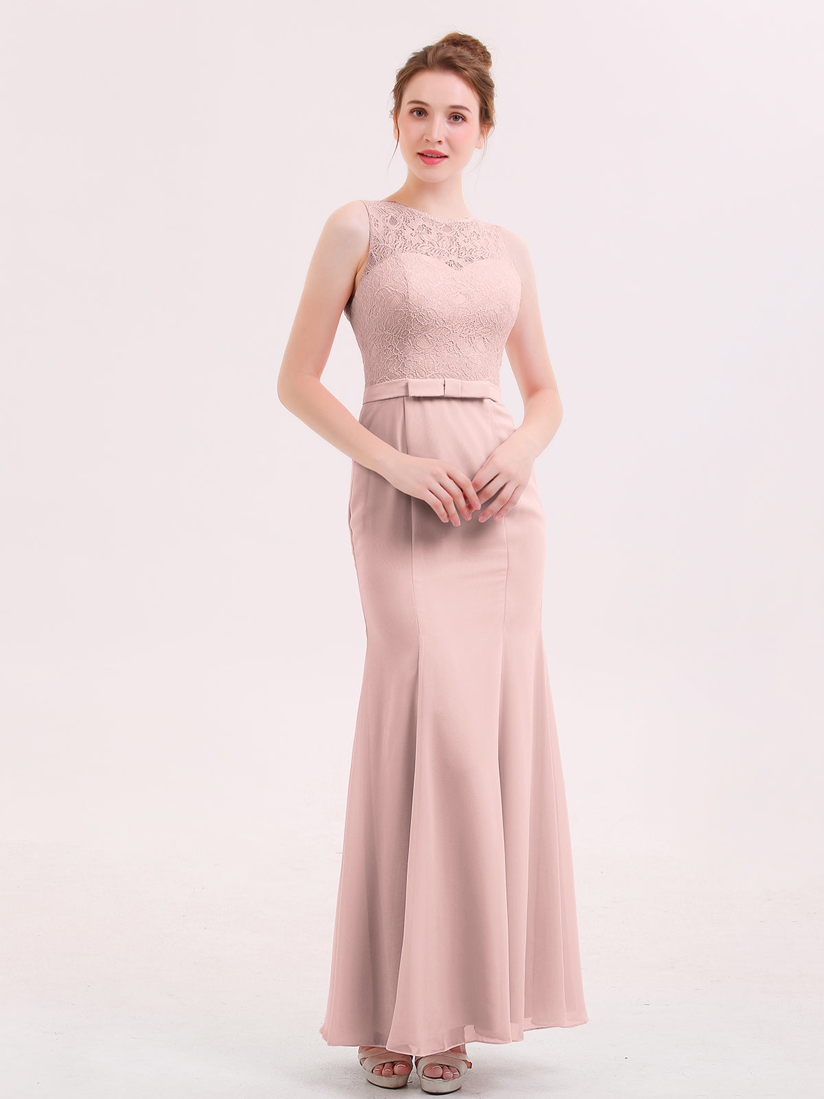 Mermaid Satin Dresses with Brush Train Dusty Rose Plus Size