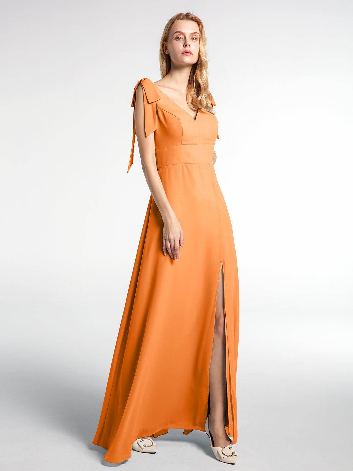 strapless open back dress Orange Jacquard Silk Paithani Gown main image 1