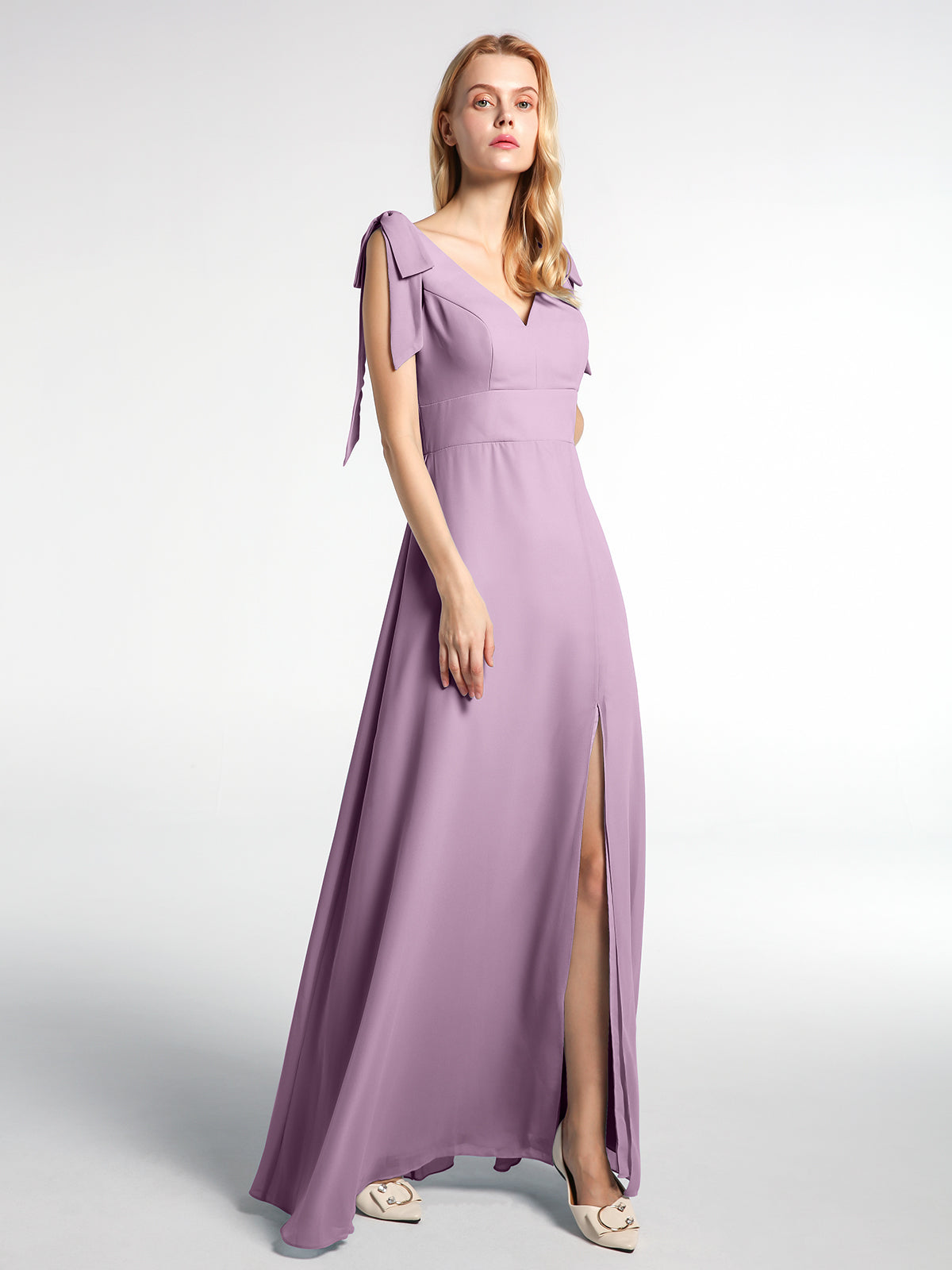 Spaghetti Strap Open Back Chiffon Dresses Wisteria