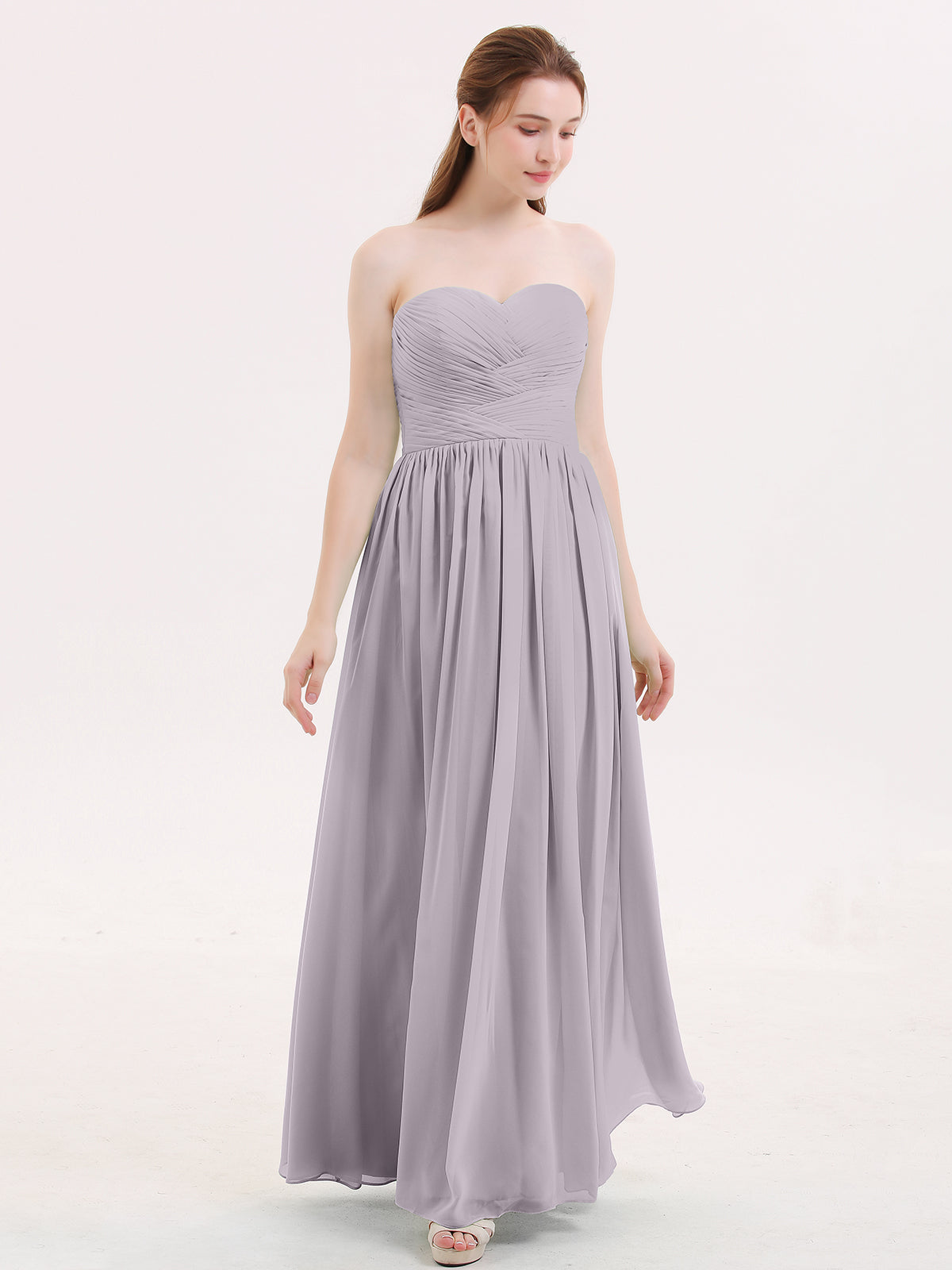 Long Chiffon Strapless Gowns with Sweethart Dusk Plus Size