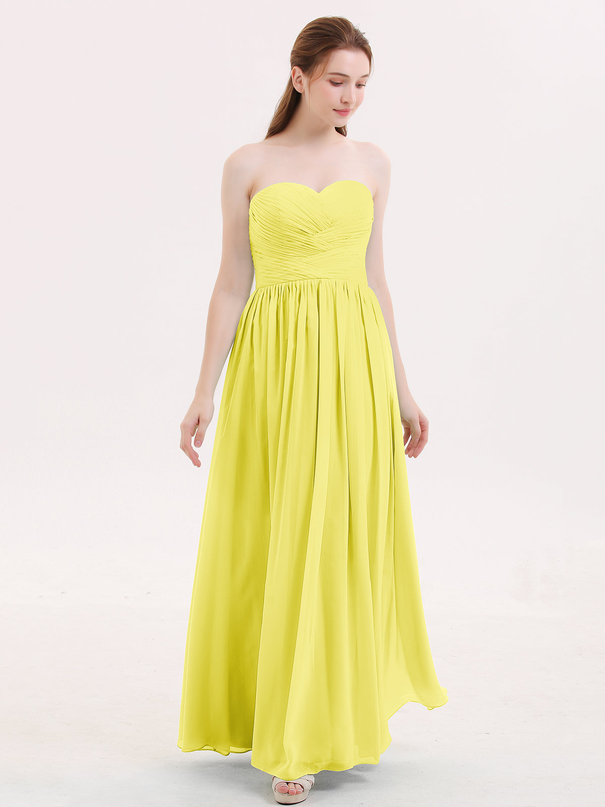 Spaghetti Strap Dress with Slit for Bridesmaid Lemon Plus Size