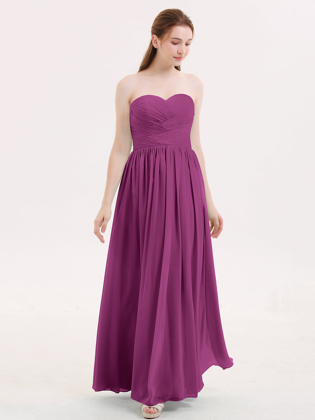 Full Length Chiffon Bridesmaid Dresses Orchid Plus Size