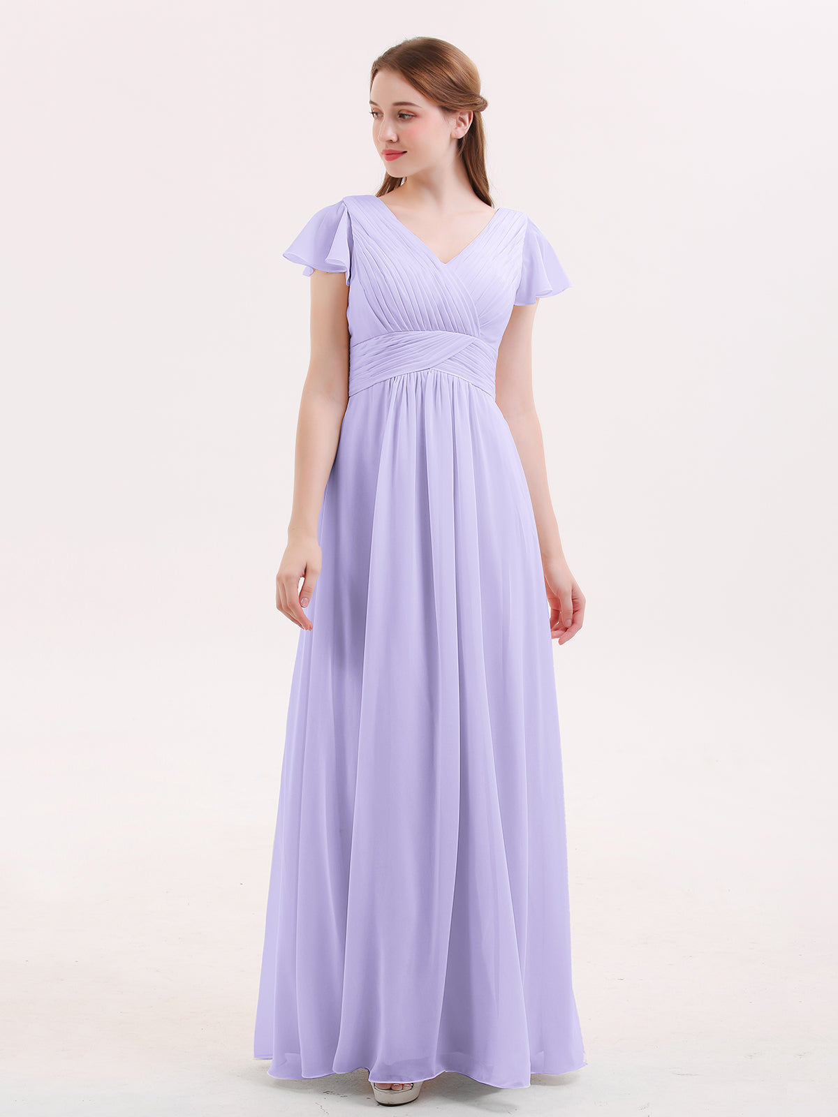 BABARONI Lilac Chiffon Bridesmaid Dress