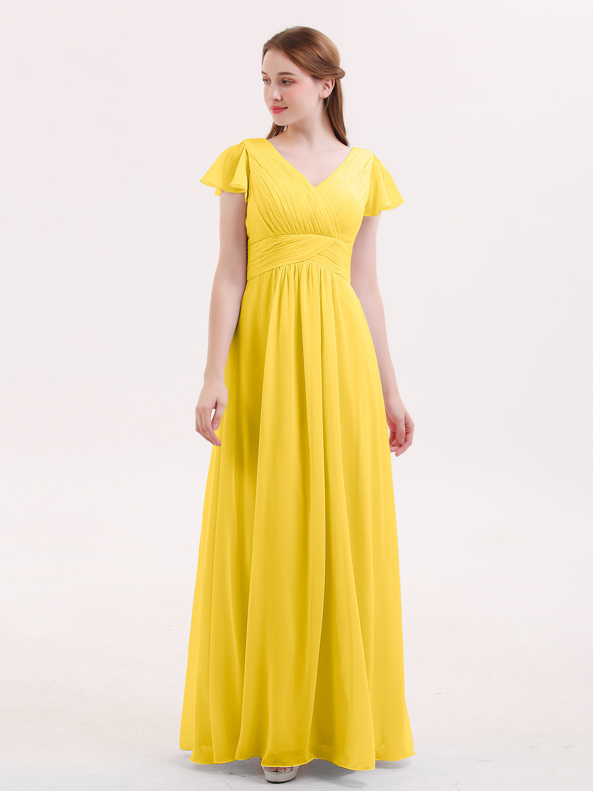 jacqueline bridesmaid dresses BABARONI Marigold Yellow Chiffon Dress Off-the-Shoulder Long White Wedding