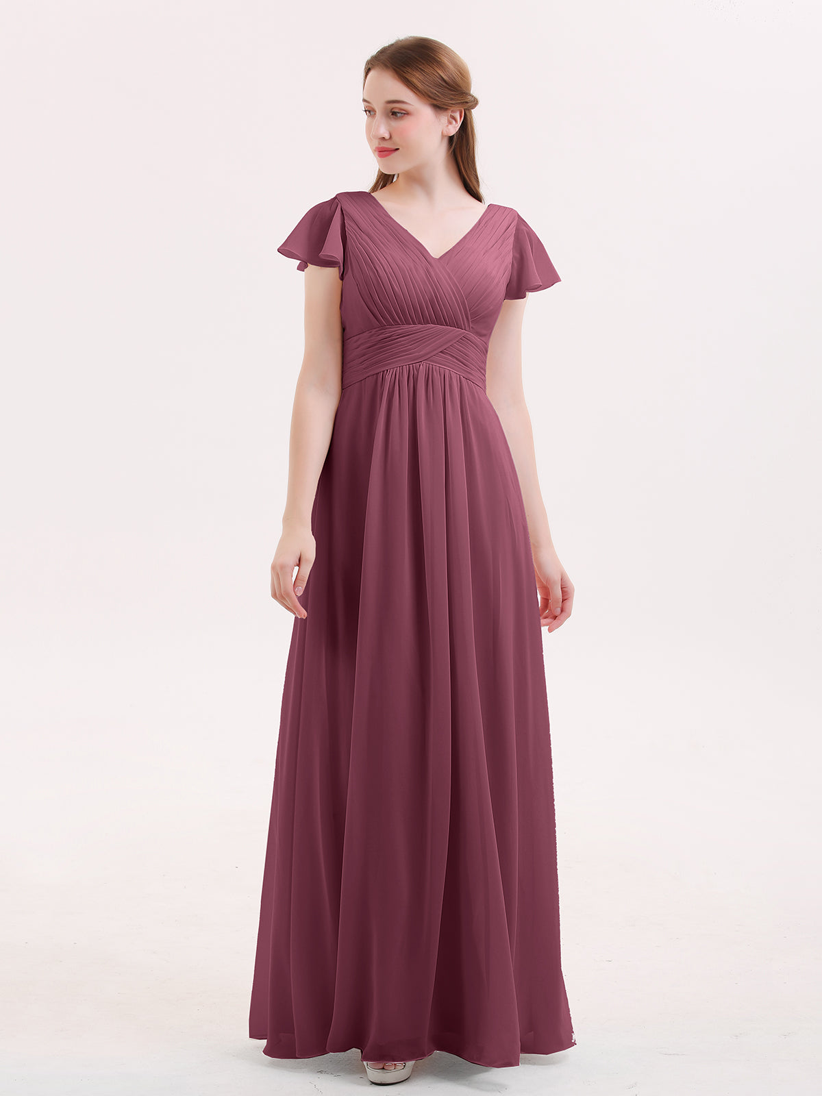 Full Length Chiffon Bridesmaid Dresses Mulberry