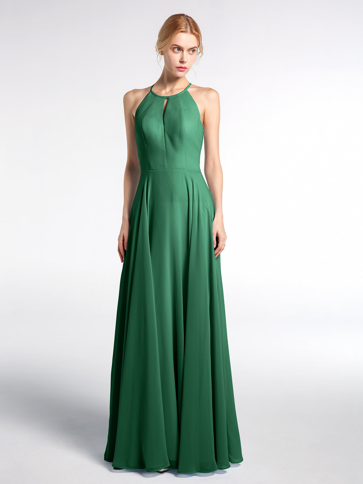 Off Shoulder Circle Skirt Dress with Pockets Dark Green