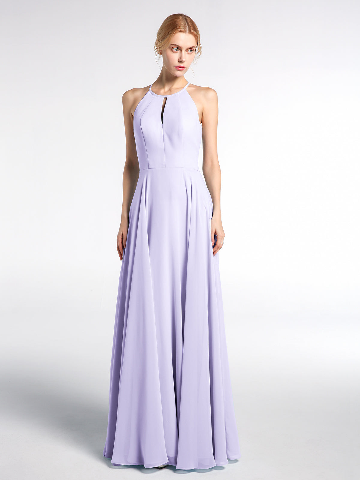 BABARONI Keyhole Neckline Halter Circle Skirt Max Dress-Lilac Plus size, Lilac / US18