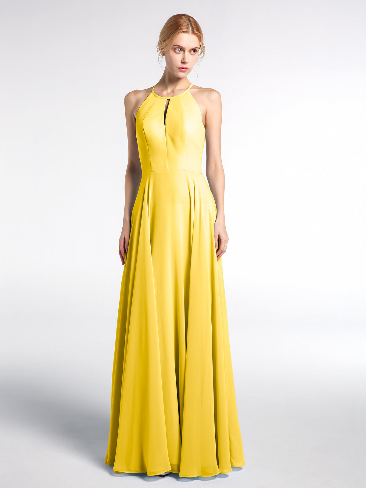 Keyhole Halter Neck Circle Skirt Maxi Dress Mist