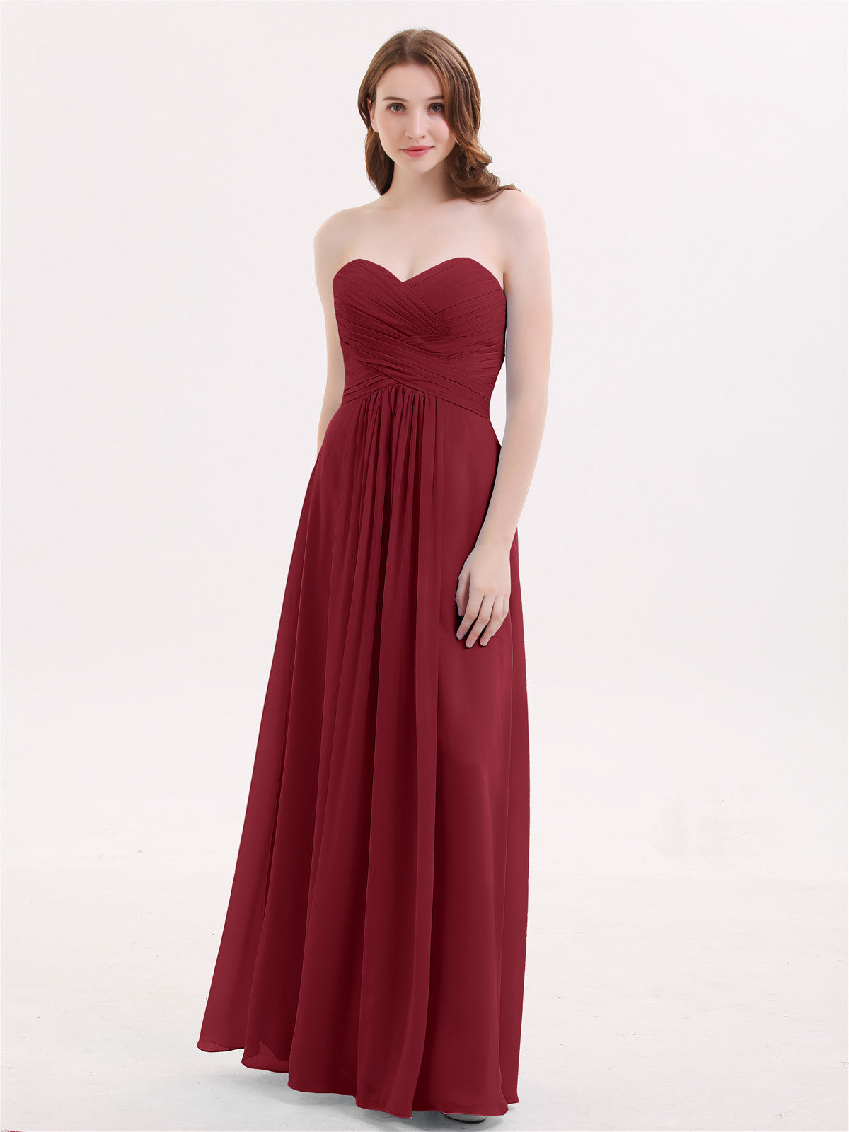 BABARONI BABARONI Chiffon Burgundy Bridesmaid Dresses Sweetheart Floor-length Sleeveless Ruched A-line, Burgundy / US0 BABARONI BABARONI Chiffon Burgundy Bridesmaid Dresses Sweetheart Floor-length Sleeveless Ruched A-line, Burgundy / US0