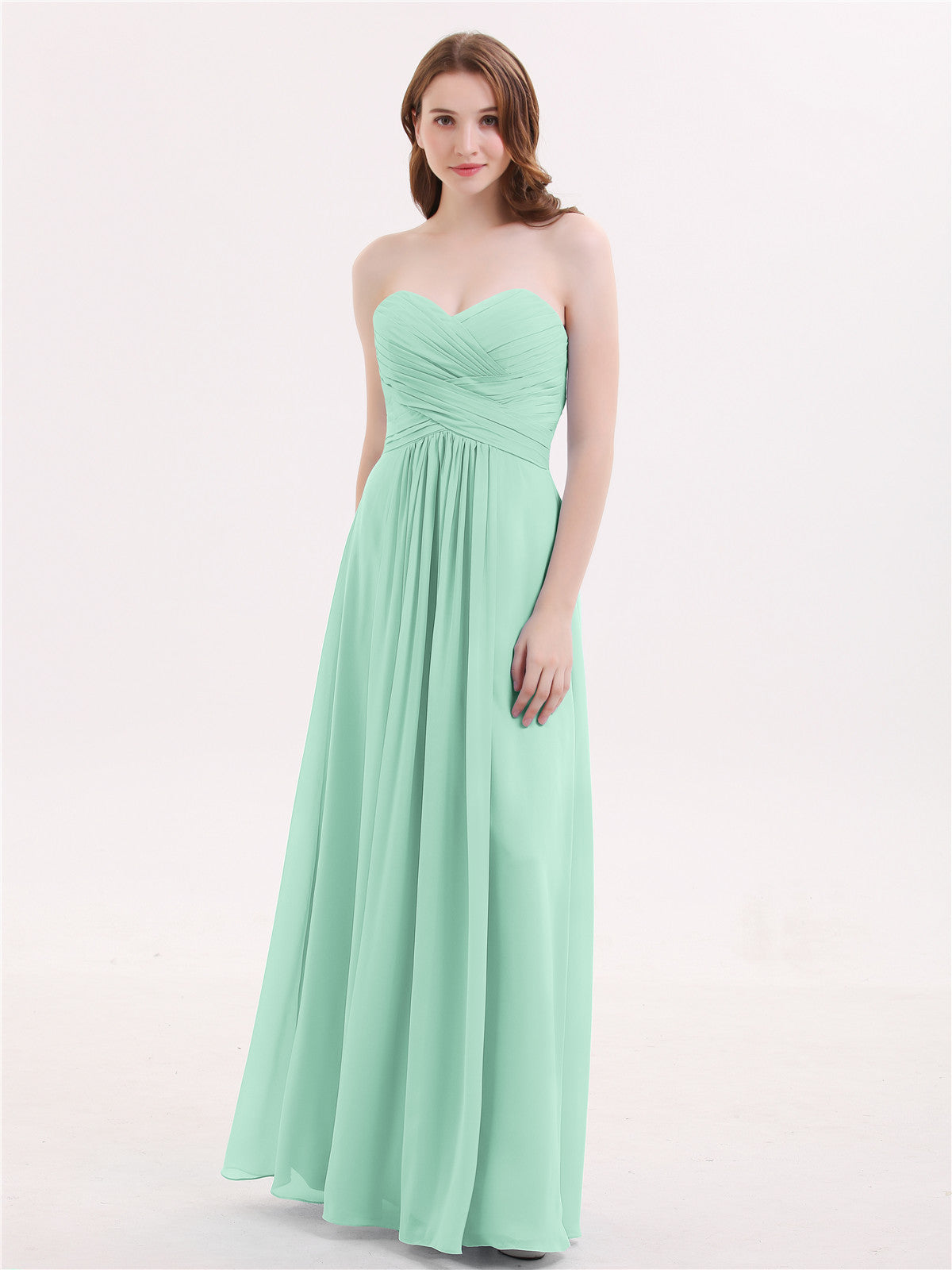 BABARONI Strapless Chiffon Gown with Sweetheart-Mint Green, Mint Green / US0