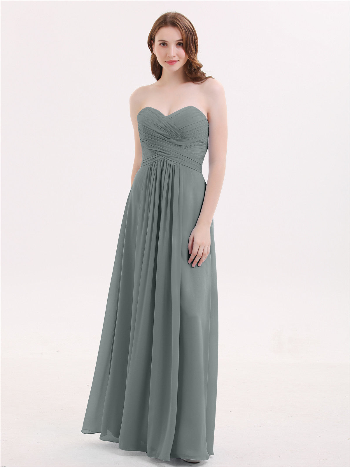 Halter Chiffon Dress with Bow Sash Steel Grey Plus Size