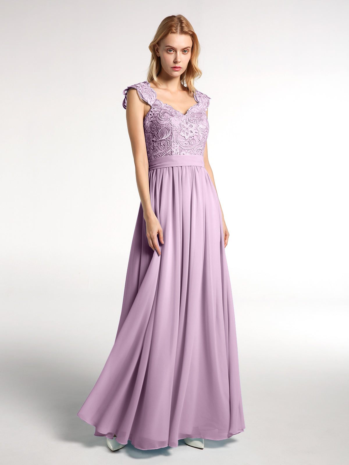 A-Line Chiffon Dress with Flower Appliqued Wisteria Plus Size main image 1