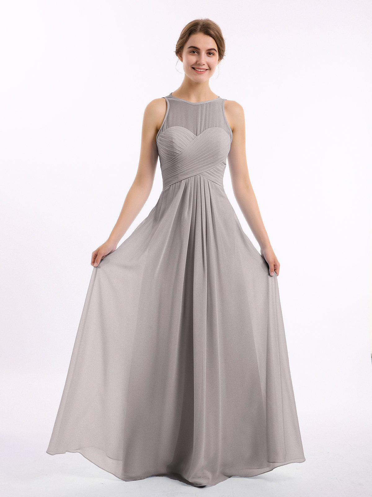 Sweetheart Neck Empire Short Chiffon Dresses Steel Grey