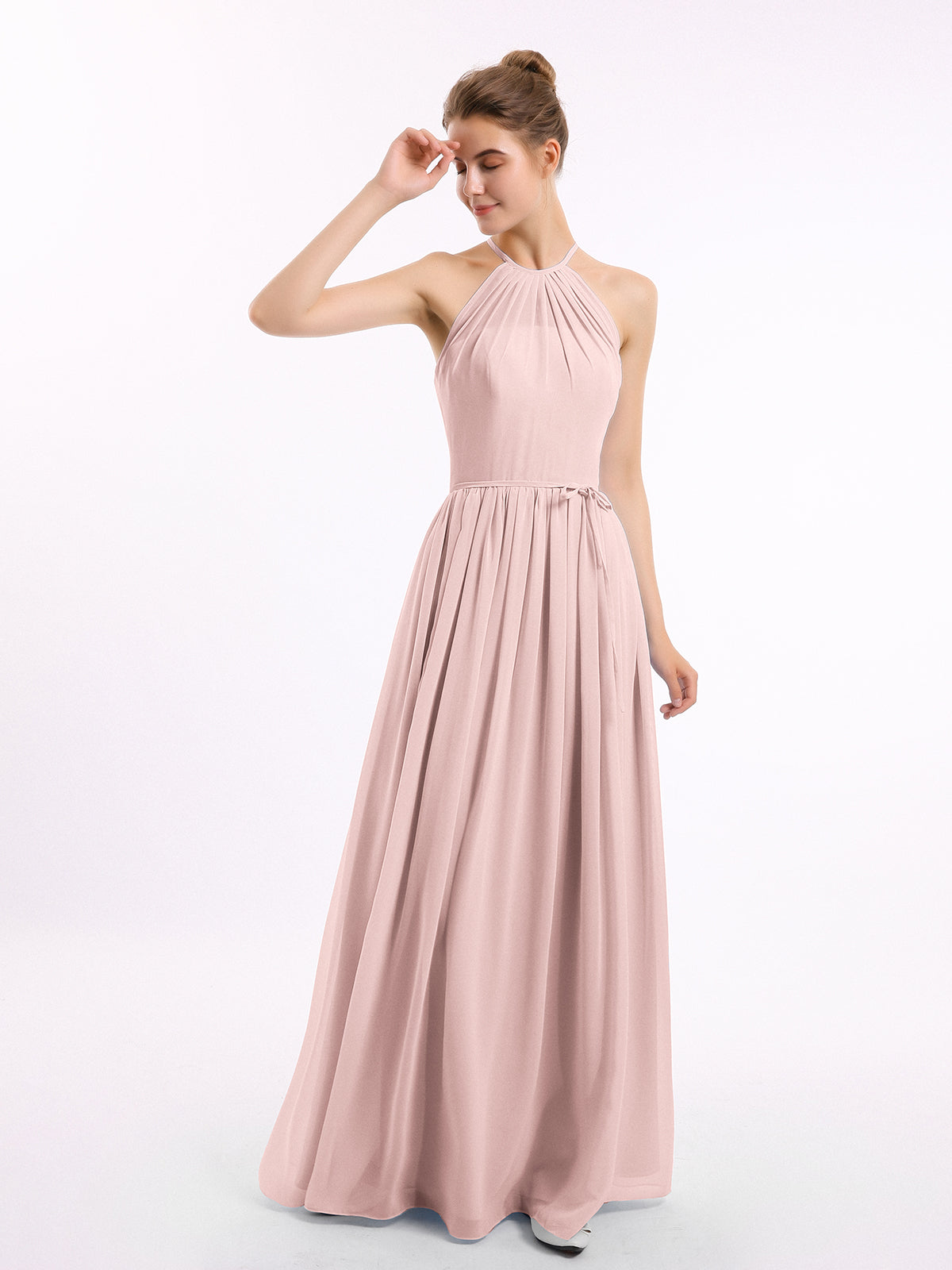 BABARONI Halter High Neck Chiffon Bridesmaid Dress-Dusty Rose, Dusty Rose / US0 BABARONI Halter High Neck Chiffon Bridesmaid Dress-Dusty Rose, Dusty Rose / US0