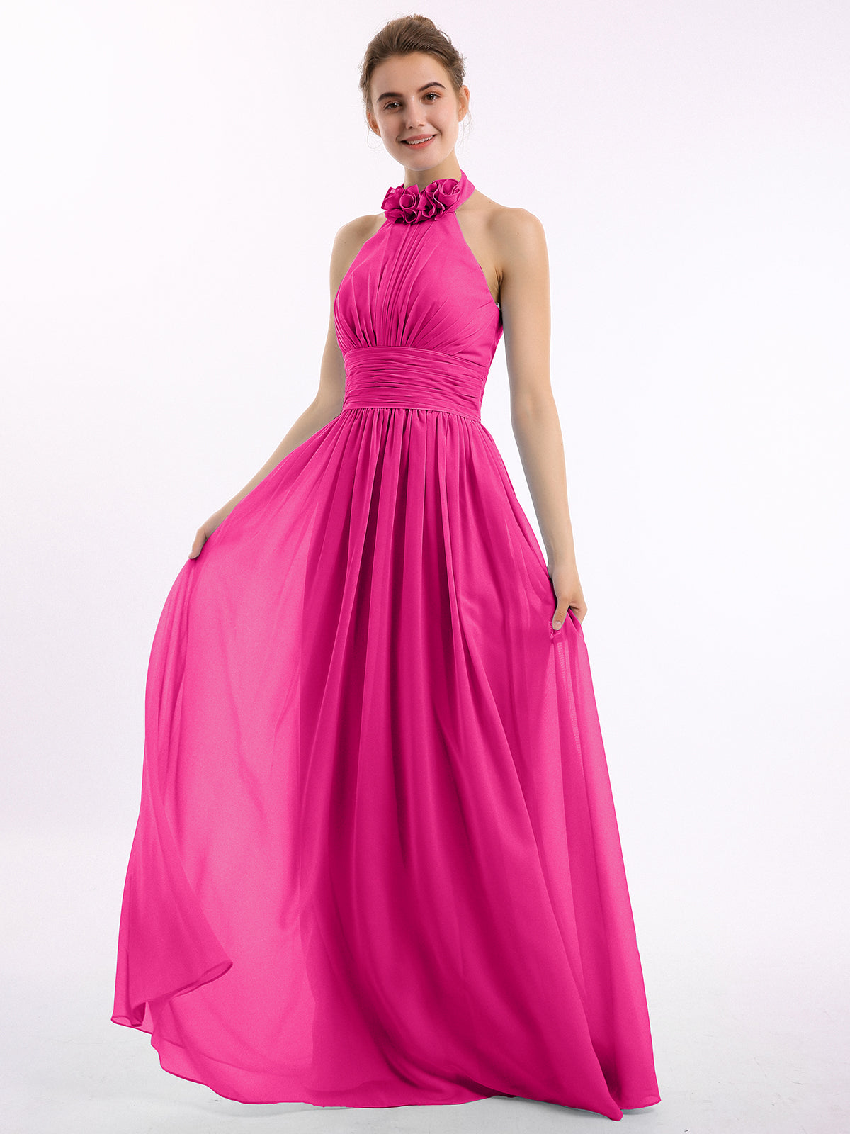 Off the Shoulder Long Chiffon Dresses Fuchsia Plus Size