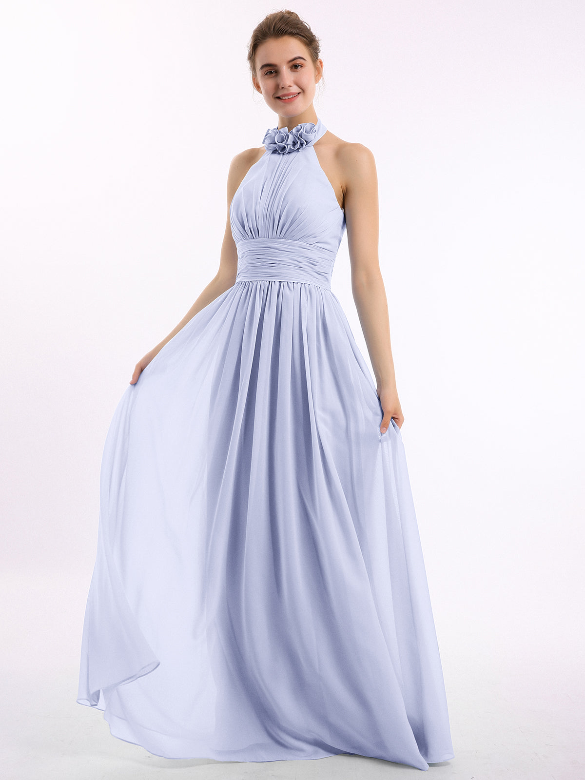 Full Length Chiffon Halter Dresses Terracotta Plus Size