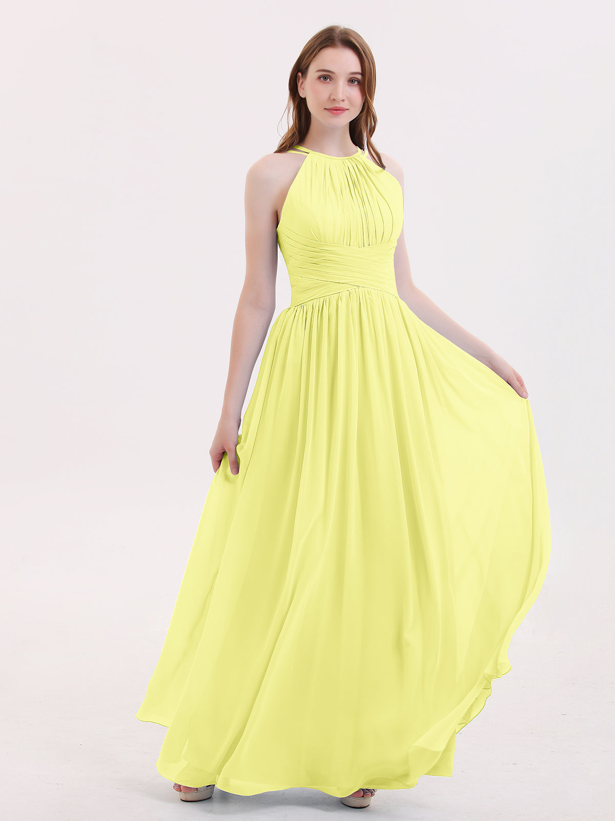 white christmas dresses One Shoulder Chiffon Floor-length Bridesmaid Dress – DUNTERY