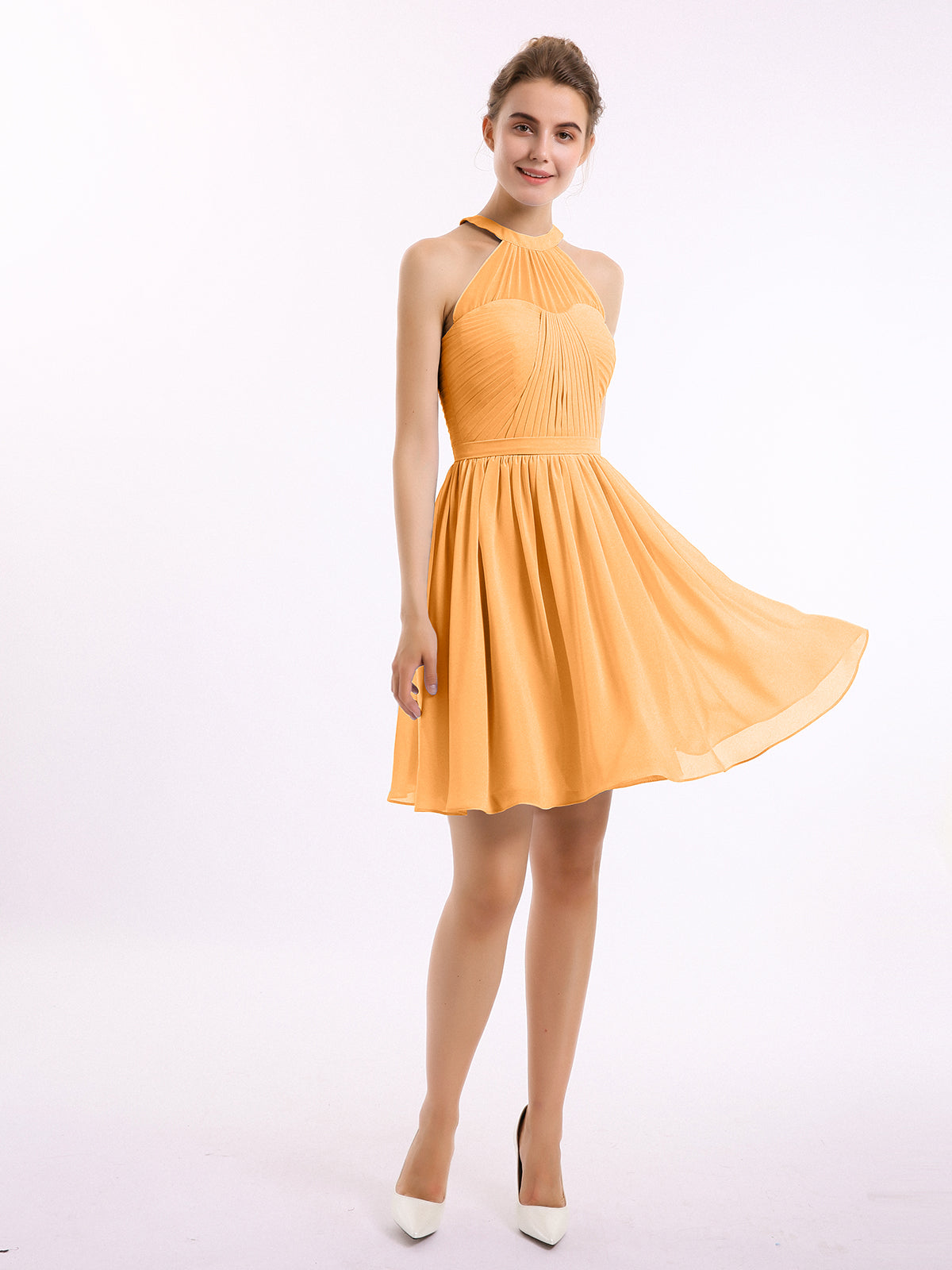 Sweetheart Neck Empire Short Chiffon Dresses Tangerine Plus Size