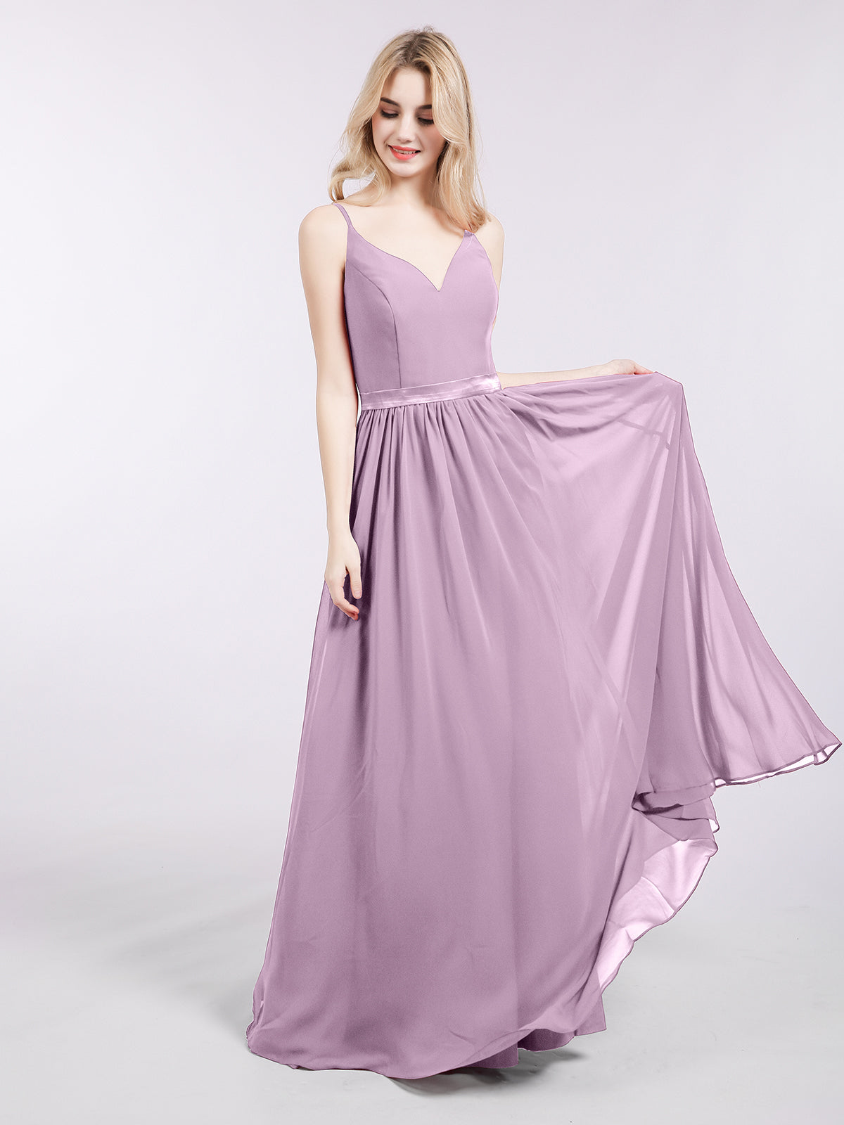 BABARONI Spaghetti Strap Chiffon Bridesmaid Dress-Vintage Mauve, Vintage Mauve / US0 BABARONI Spaghetti Strap Chiffon Bridesmaid Dress-Vintage Mauve, Vintage Mauve / US0