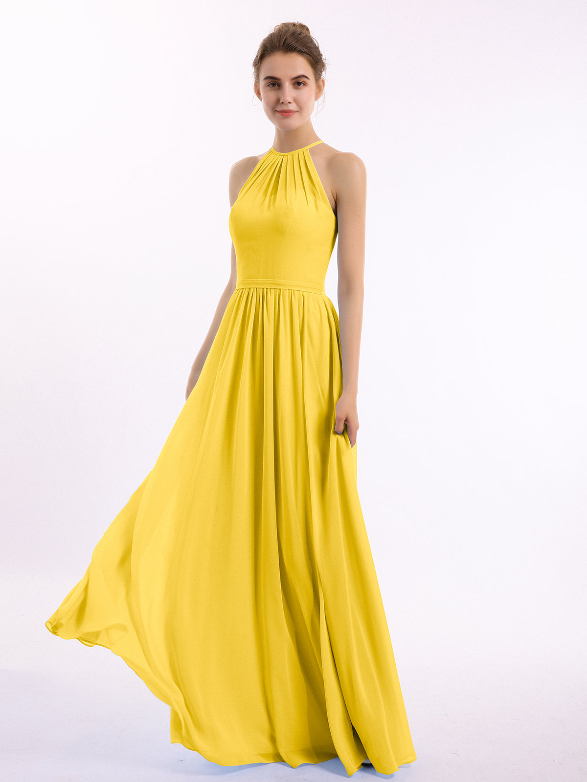 Double Straps Chiffon Dress with Sweetheart Neck Marigold Plus Size