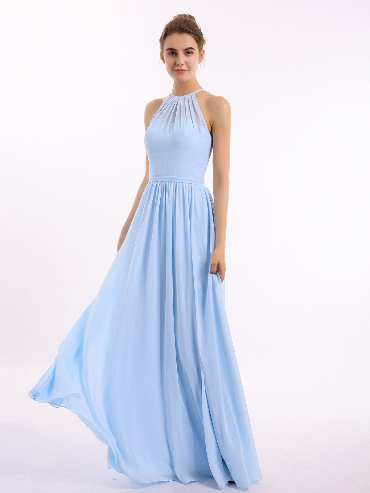 Strapless Chiffon Full Length Gowns Dusty Blue Plus Size main image 1