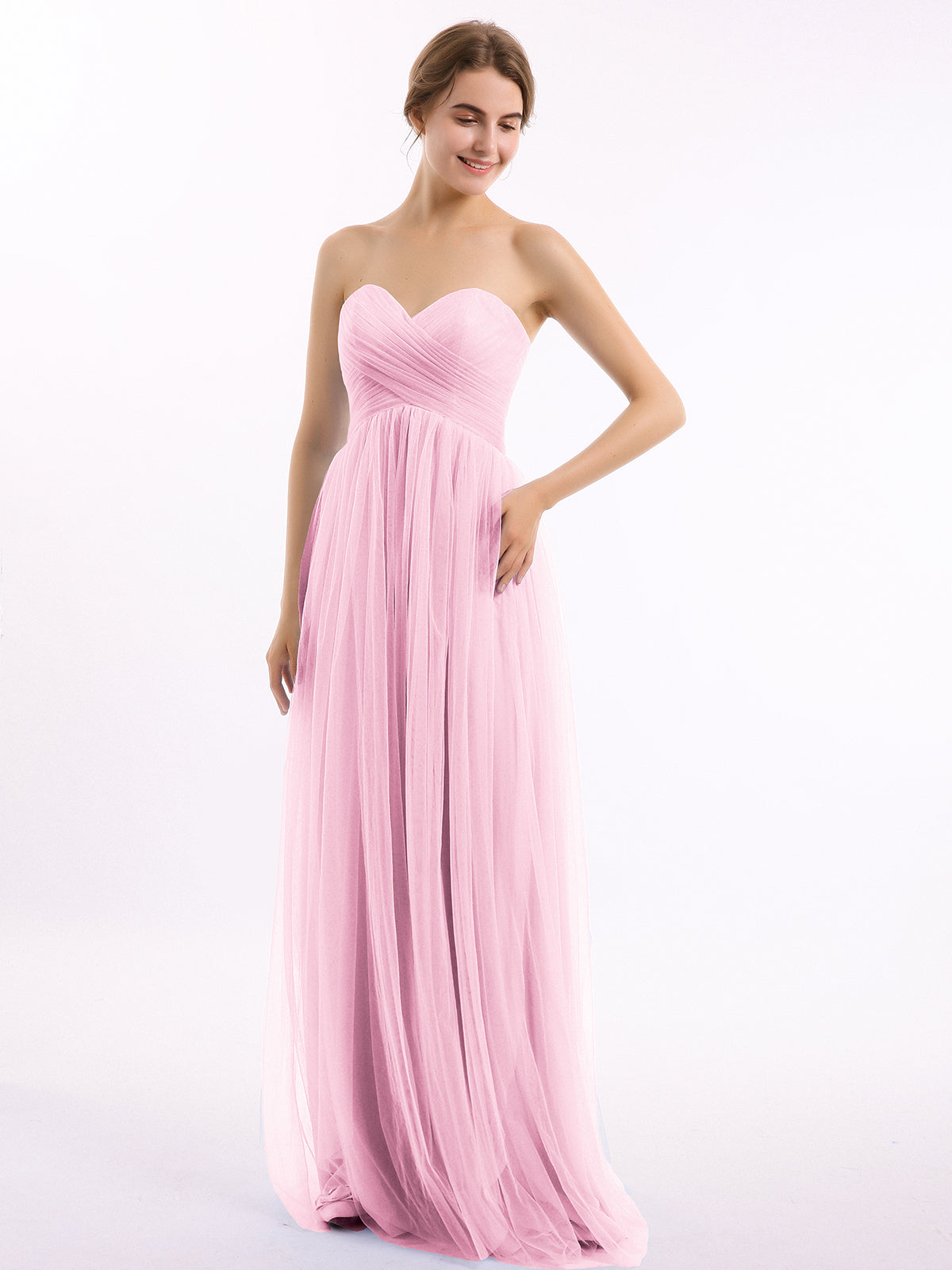 BABARONI Sweetheart Neck Strapless Empire Tulle Dresses-Candy Pink, Candy Pink / US0