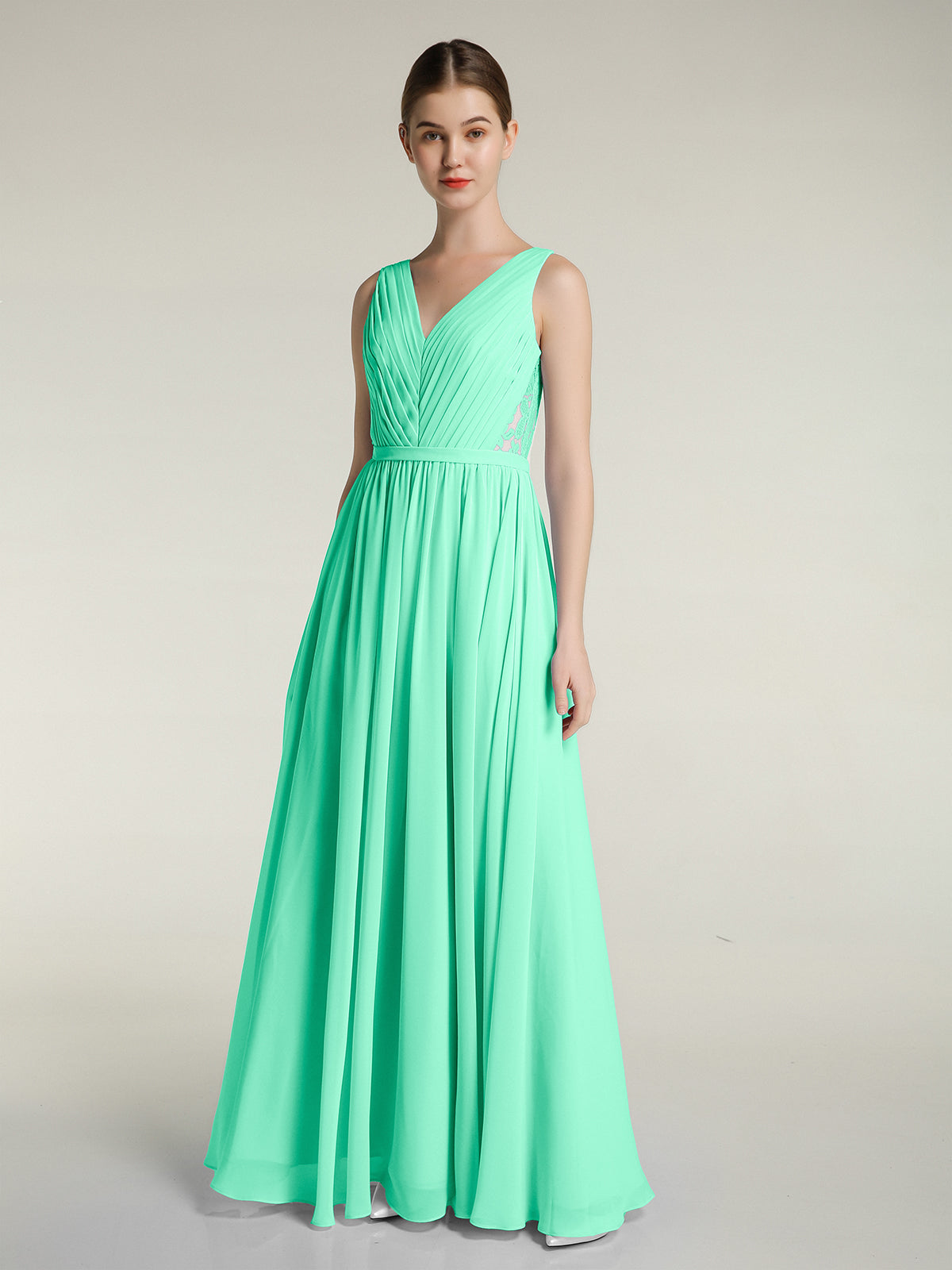 Chiffon and Lace Short Dress with Open Back Tangerine Plus Size main image 1