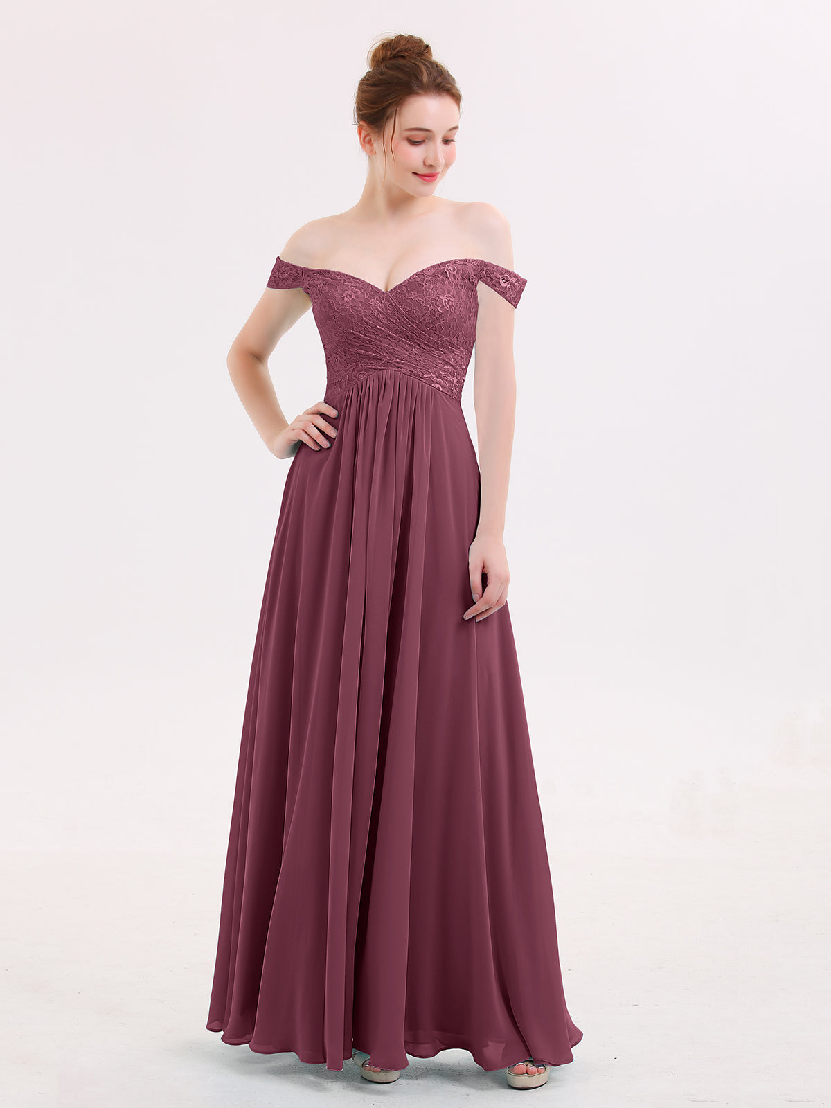 Chiffon with Beaded Waistband Long Dress Mulberry Plus Size main image 1