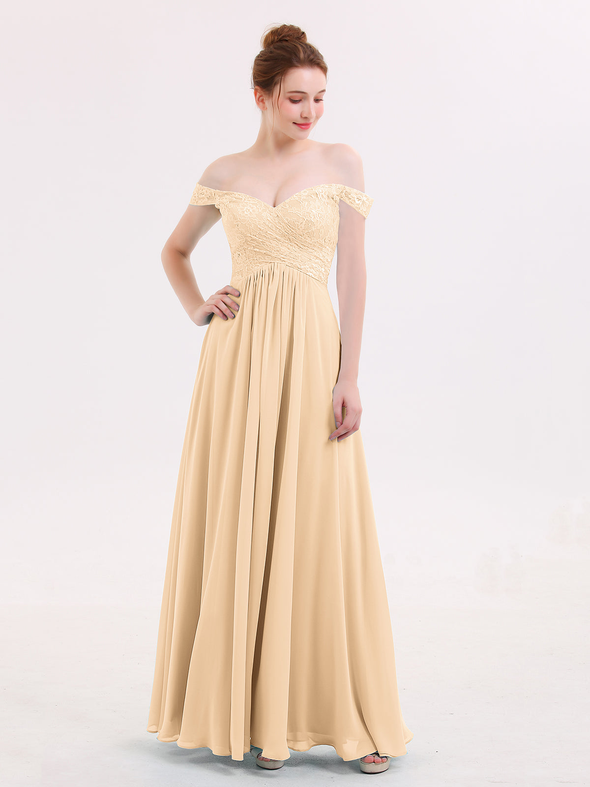 Single Shoulder Knee-length Chiffon Dresses Peach Plus Size