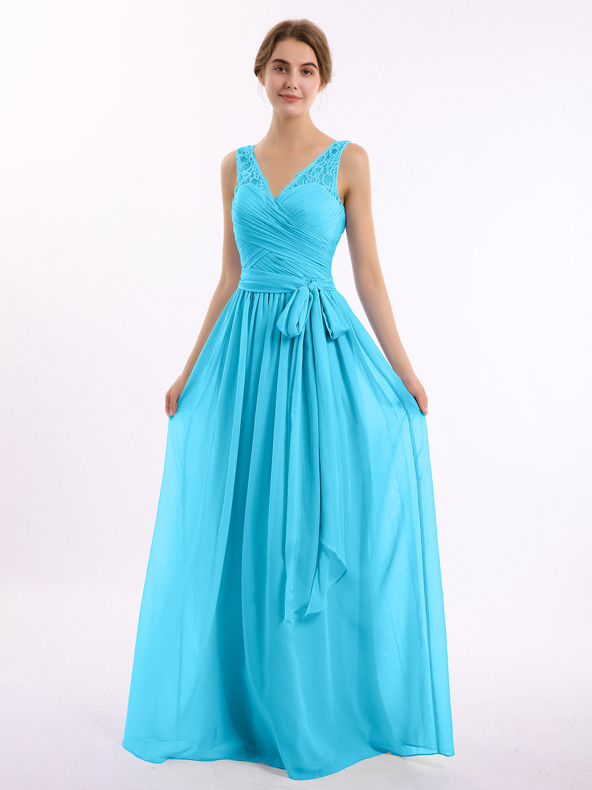 Full Length Chiffon Dresses with Bow Pool Plus Size main image 1