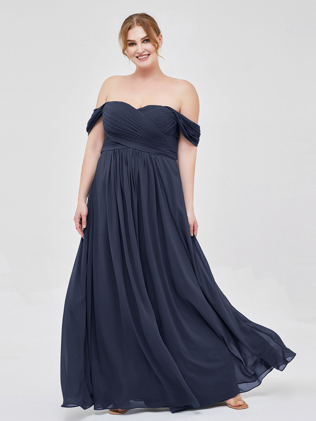 navy blue bridesmaid dresses plus size Emery Satin Bridesmaid Dress main image 1