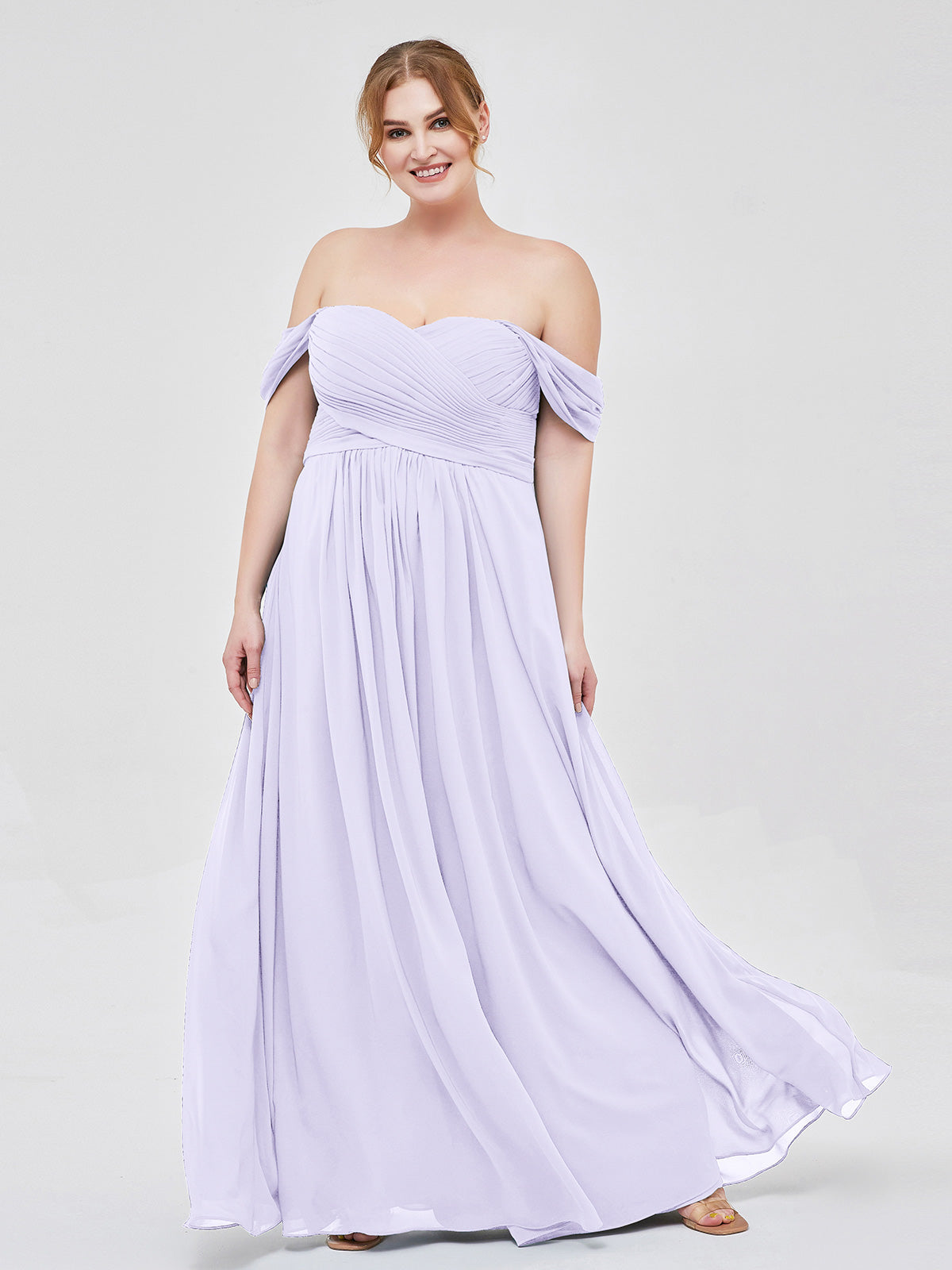 BABARONI Off the Shoulder Empire Bridesmaid Dresses Lilac, Lilac / US0