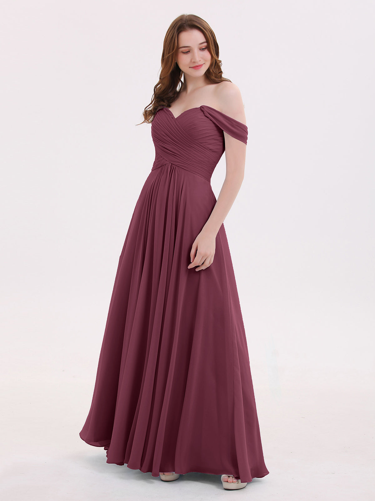 BABARONI Off the Shoulder Empire Bridesmaid Dresses Mulberry, Mulberry / US0 BABARONI Off the Shoulder Empire Bridesmaid Dresses Mulberry, Mulberry / US0