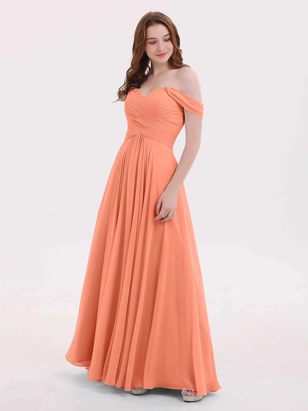 BABARONI Off the Shoulder Empire Bridesmaid Dresses Sunset, Sunset / US0