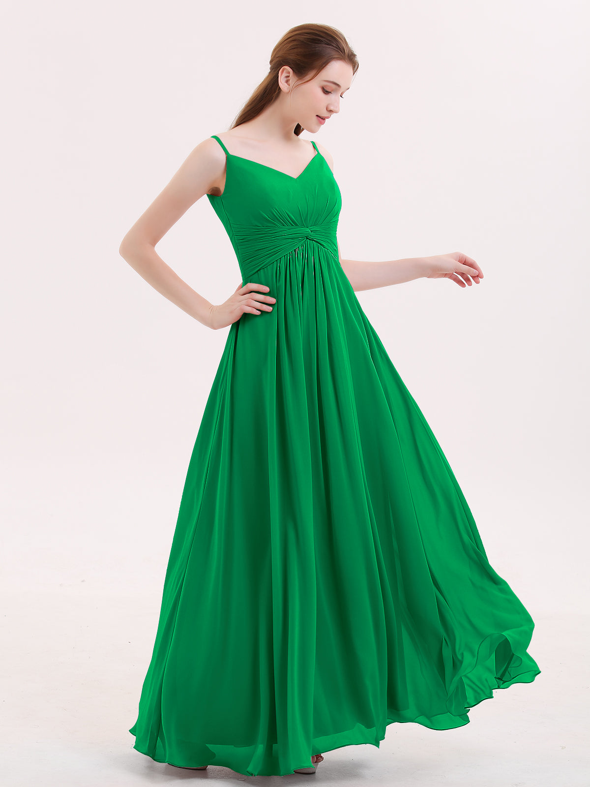 BABARONI Empire Bridesmaid Gown with Spaghetti Strap-Emerald, Emerald / US0 BABARONI Empire Bridesmaid Gown with Spaghetti Strap-Emerald, Emerald / US0