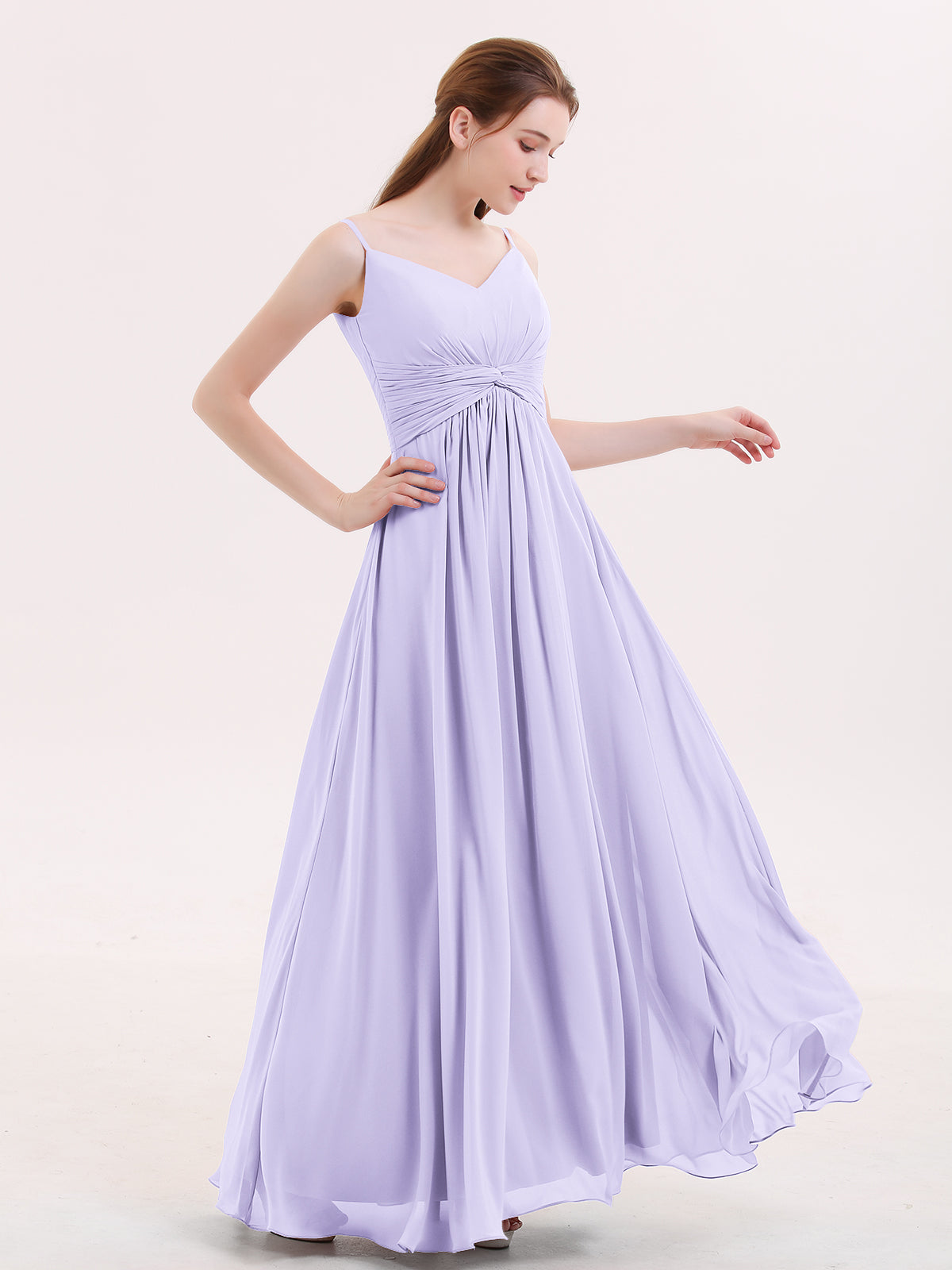 Empire Bridesmaid Gown with Spaghetti Strap Lemon Plus Size