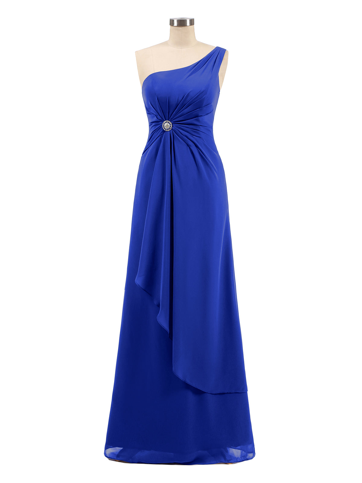 BABARONI One Shoulder Chiffon Dress with Cascade Skirt-Royal Blue Plus Size, Royal Blue / US18 BABARONI One Shoulder Chiffon Dress with Cascade Skirt-Royal Blue Plus Size, Royal Blue / US18