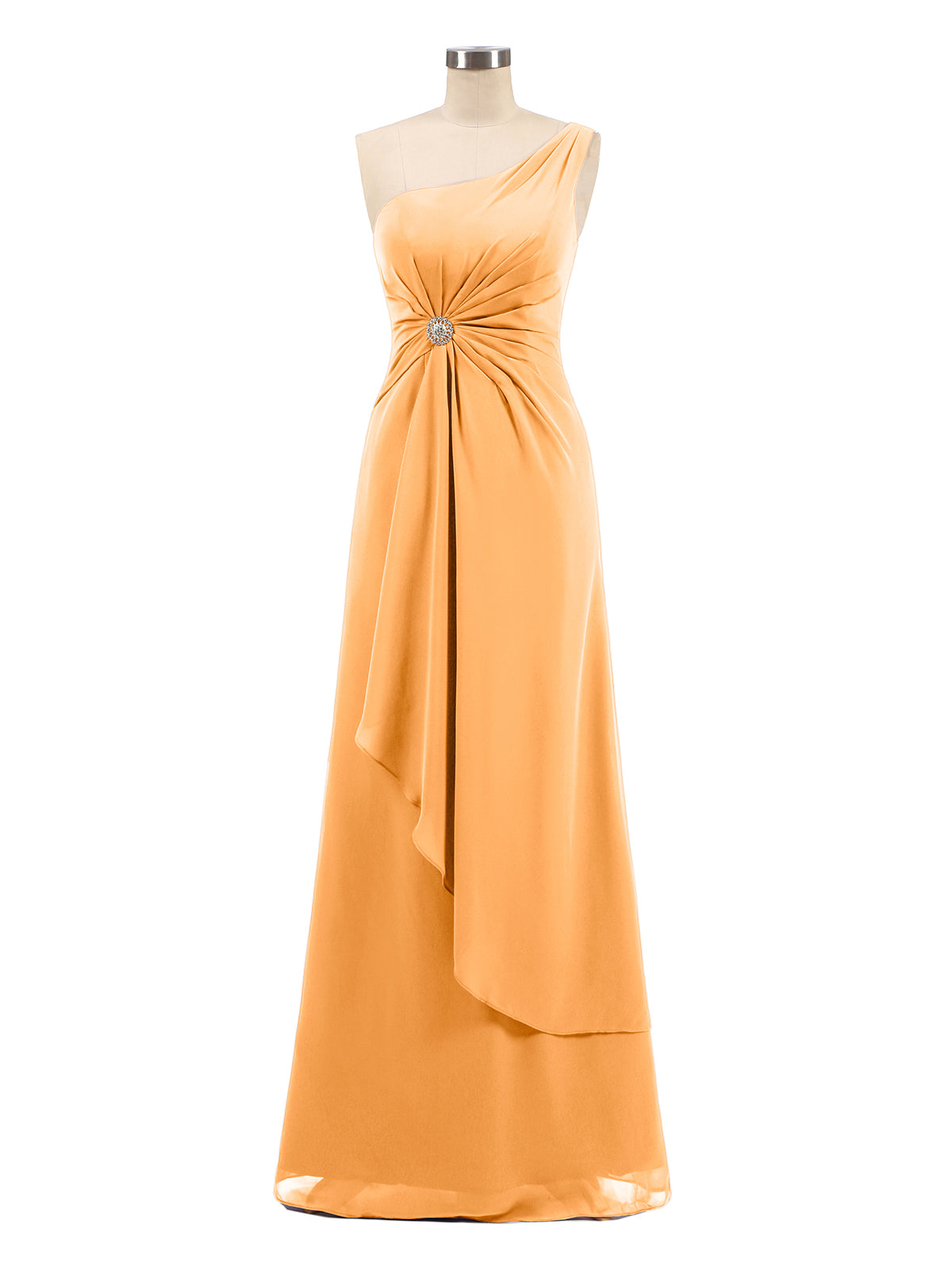 BABARONI One Shoulder Chiffon Dress with Cascade Skirt-Tangerine Plus Size, Tangerine / US18 BABARONI One Shoulder Chiffon Dress with Cascade Skirt-Tangerine Plus Size, Tangerine / US18