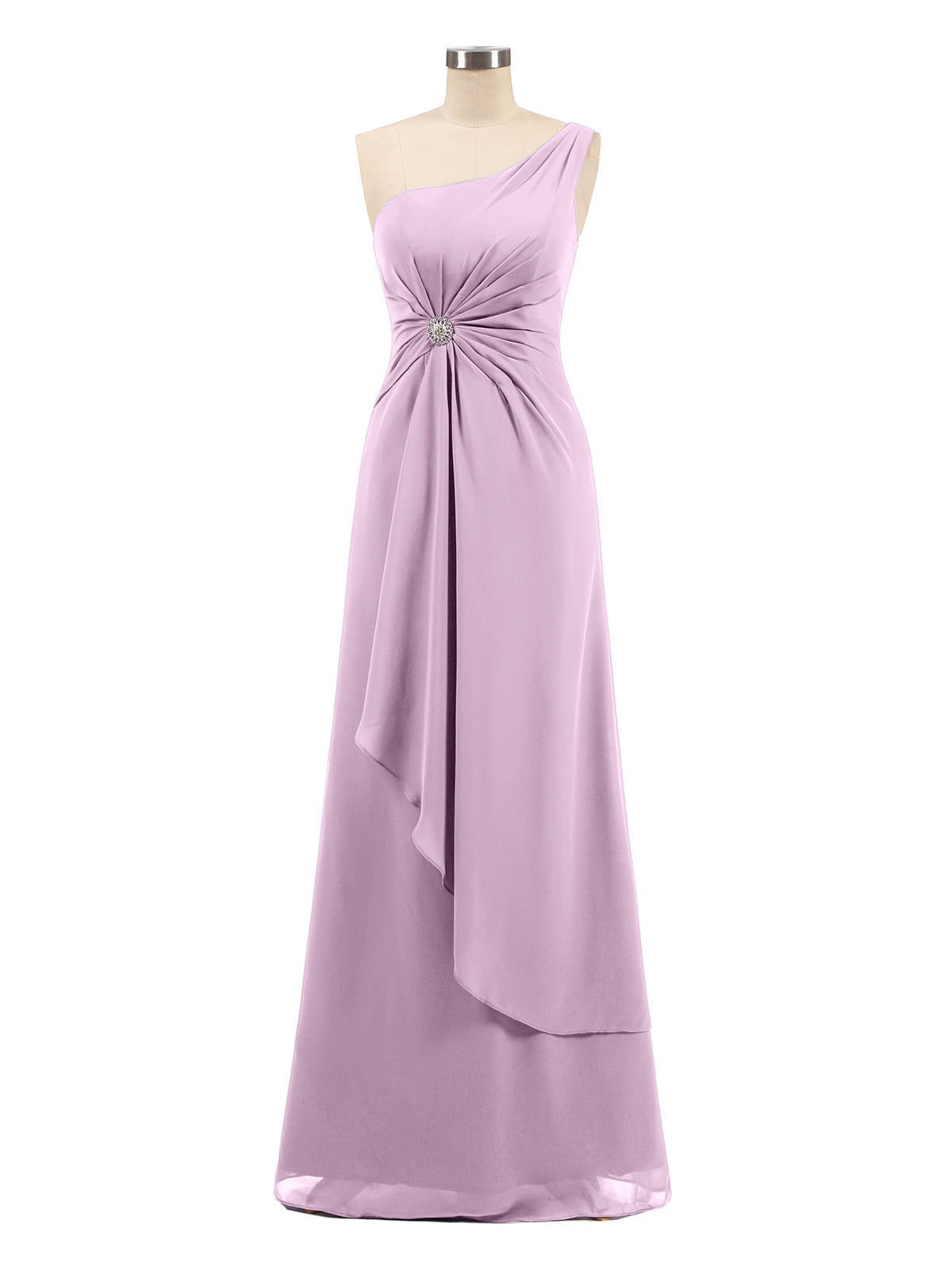 princess polly baby blue dress BABARONI One Shoulder Chiffon Dress with Cascade Skirt-Plum, Plum / US0