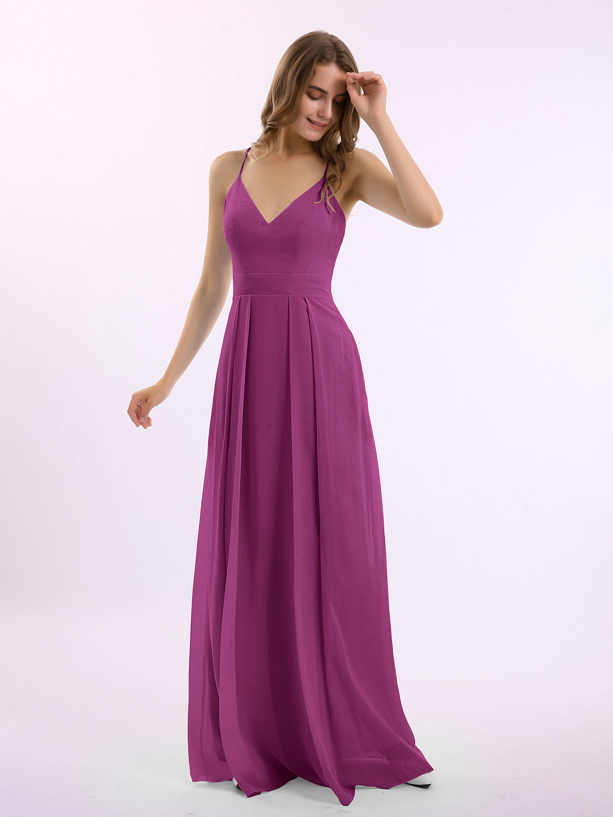 Spaghetti Strap Chiffon Dresses with Bow Orchid Plus Size