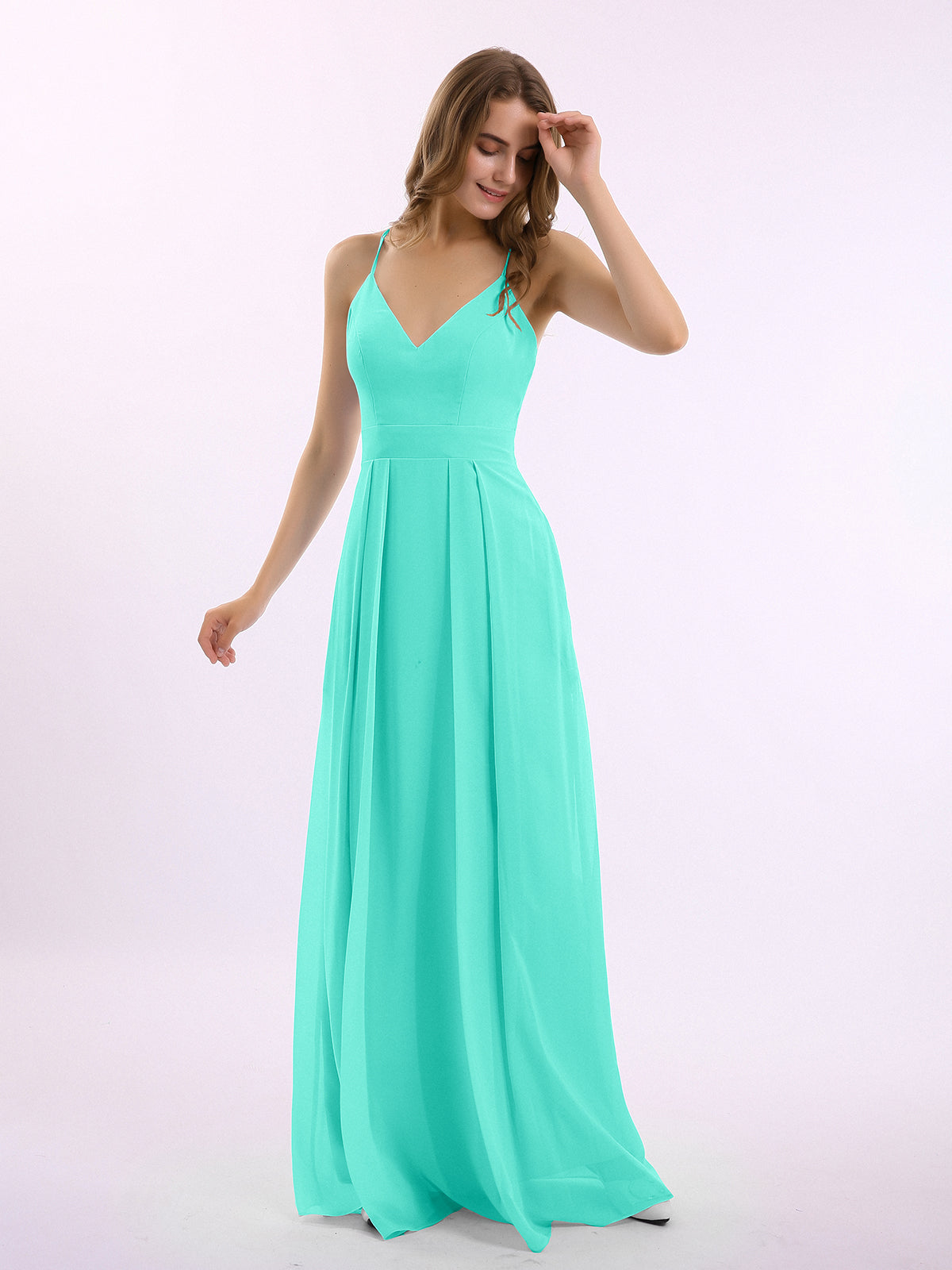 Stunning Spaghetti Straps Sweetheart Neck Chiffon Dresses Spa